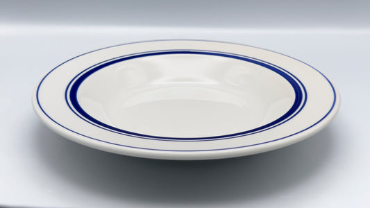 Lot de 6 grandes assiettes creuses liseré bleu