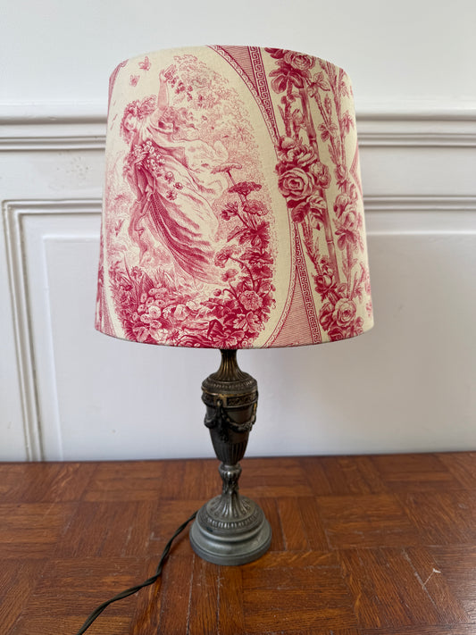 Lampe style Empire avec abat-jour en toile de jouy