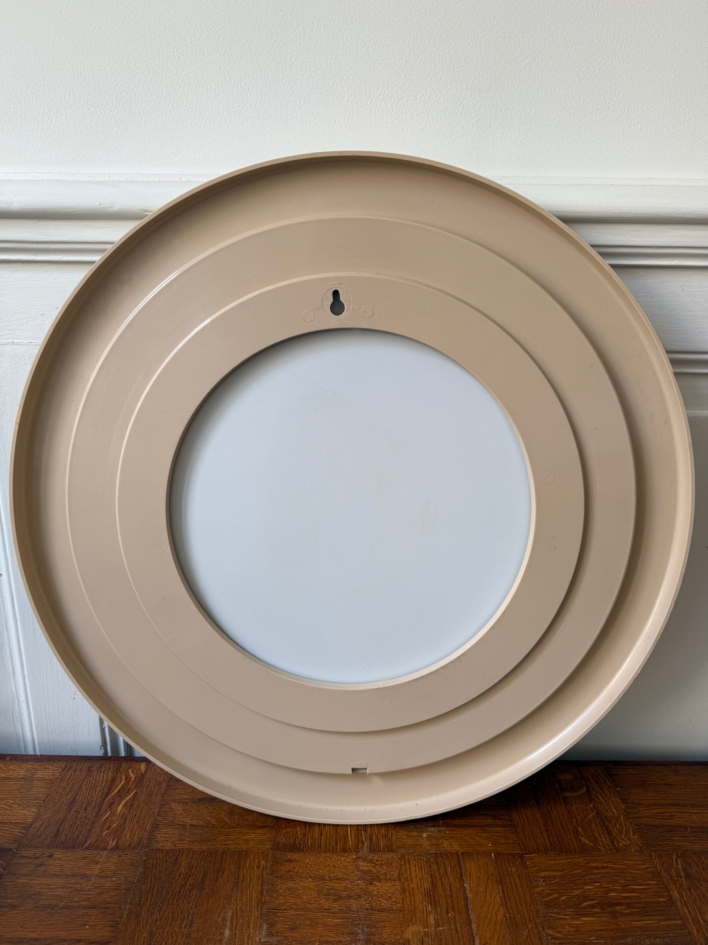 Miroir rond en plastique beige - Années 70