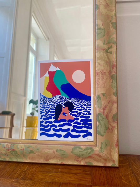 Miroir floral biseauté