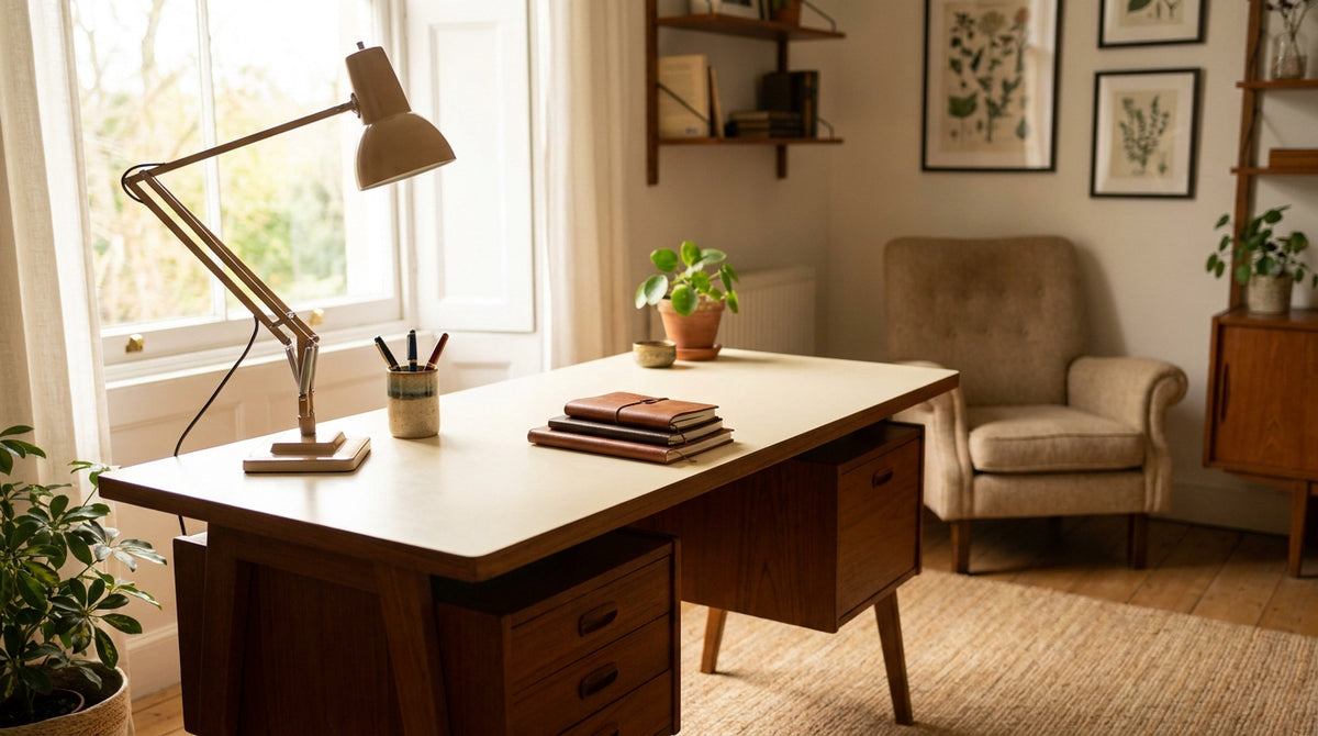 Le charme intemporel du bureau pieds compas dans un bureau