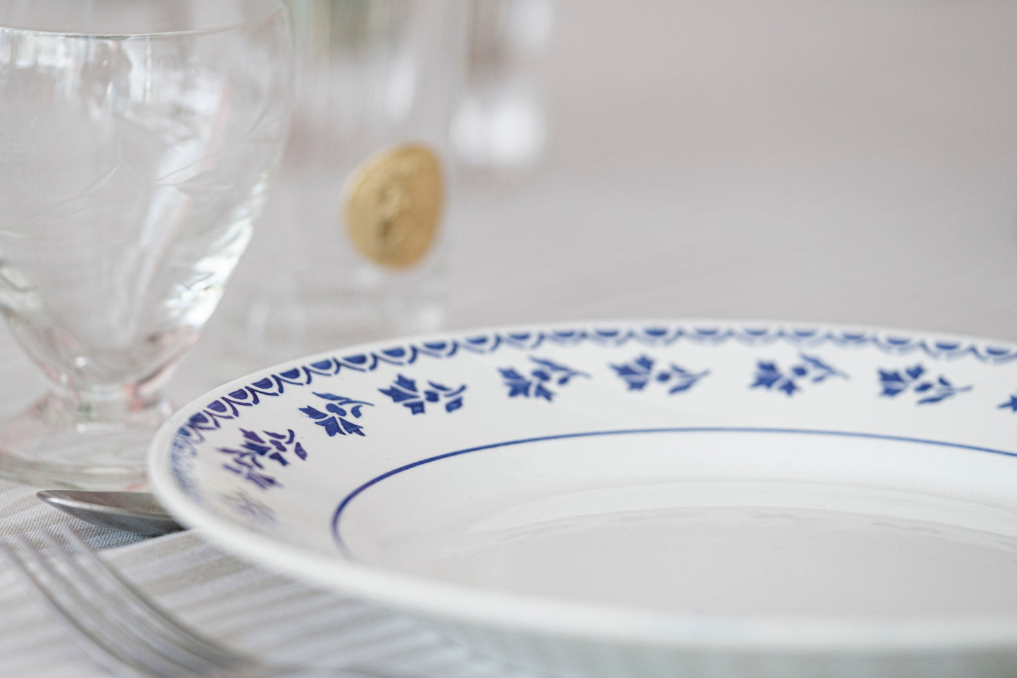 Assiettes semi creuses bleues gui