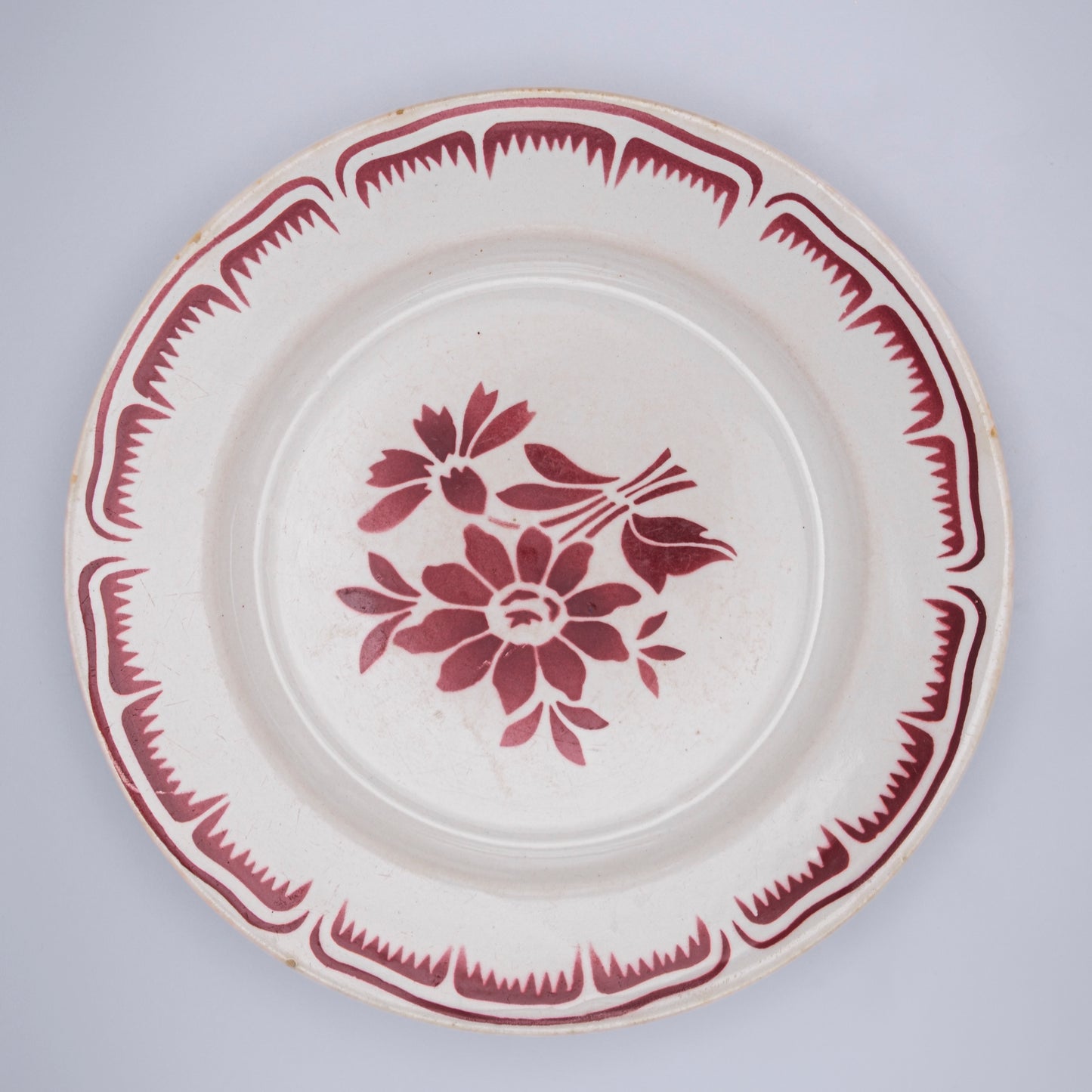 Lot de 6 assiettes plates fleuries rouges