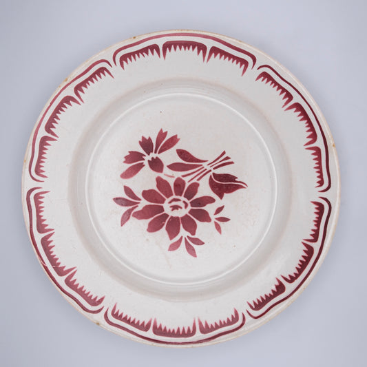 Lot de 6 assiettes plates fleuries rouges