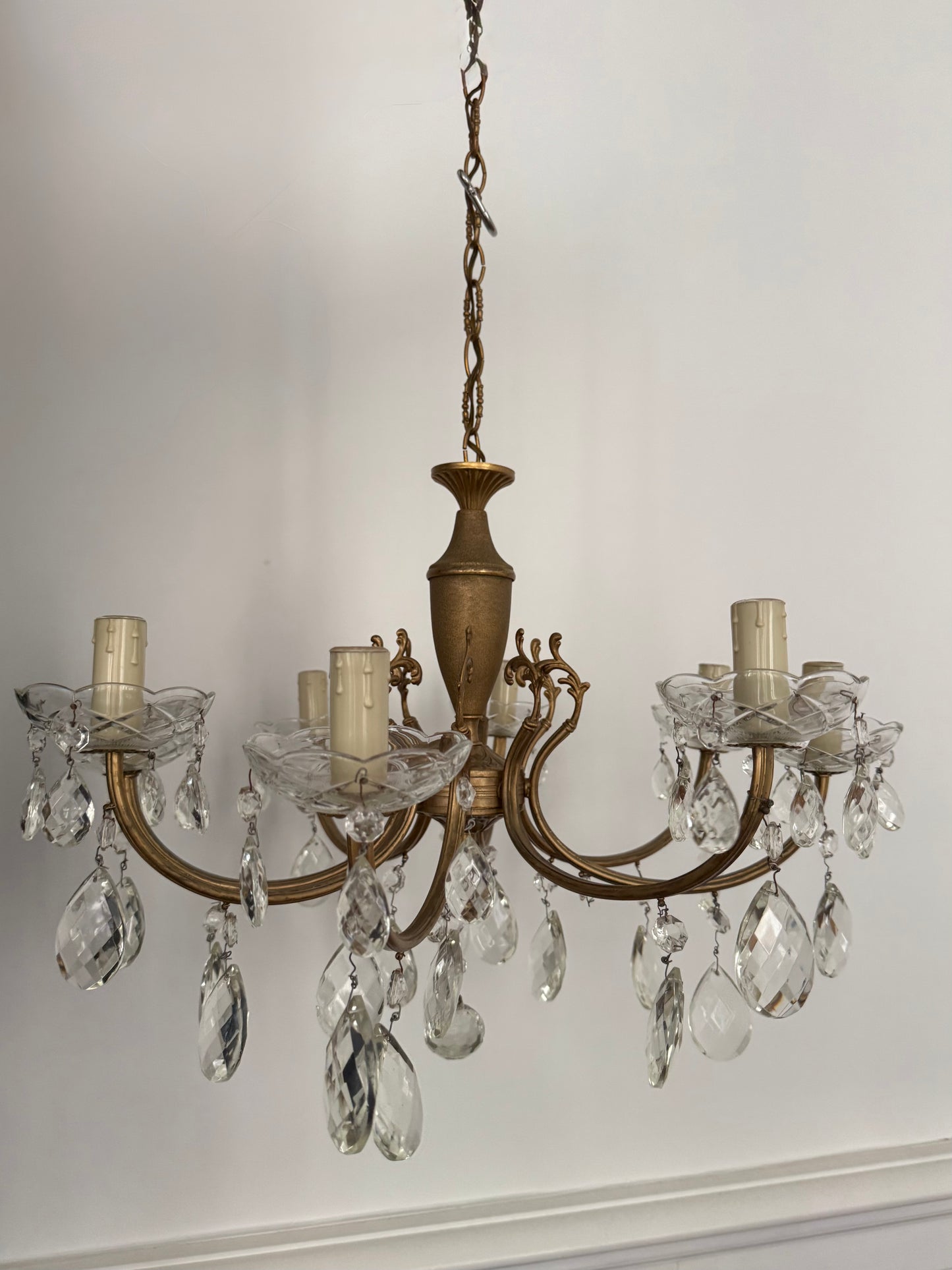 Lustre en laiton à pampilles