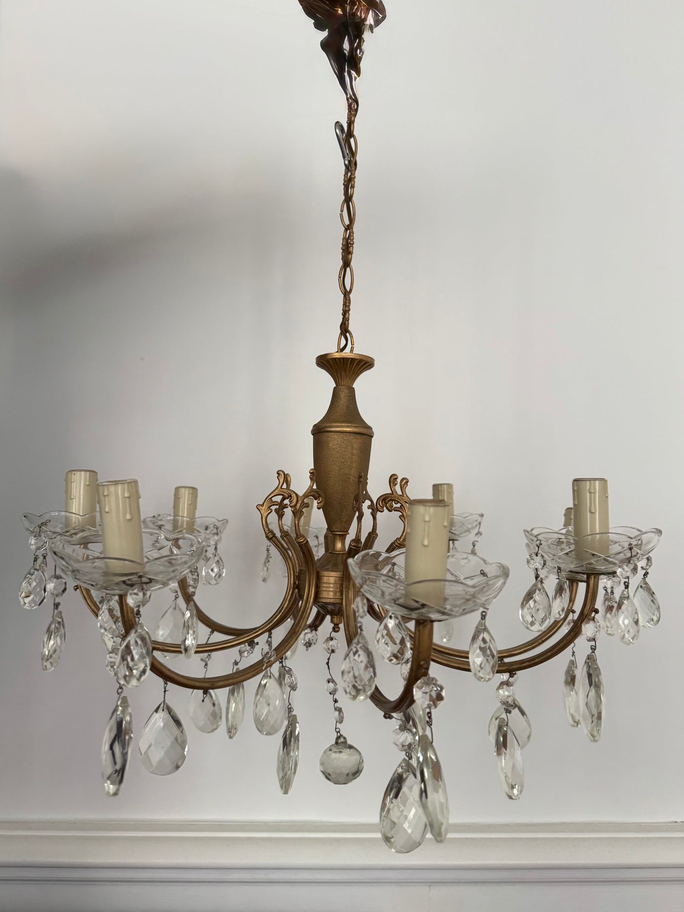 Lustre en laiton à pampilles