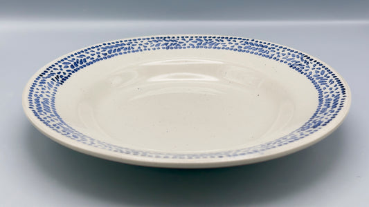 Assiettes creuses mouchetées bleues et blanches