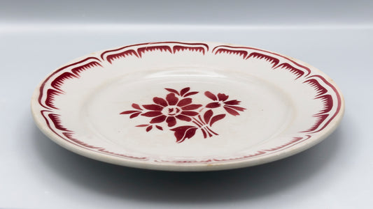 Lot de 6 assiettes plates fleuries rouges