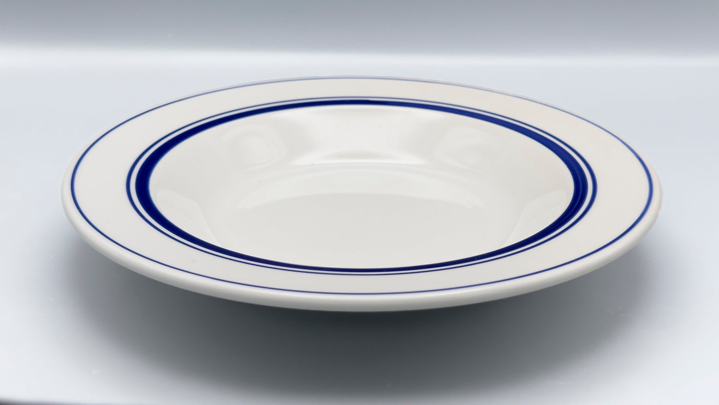 Lot de 6 grandes assiettes creuses liseré bleu