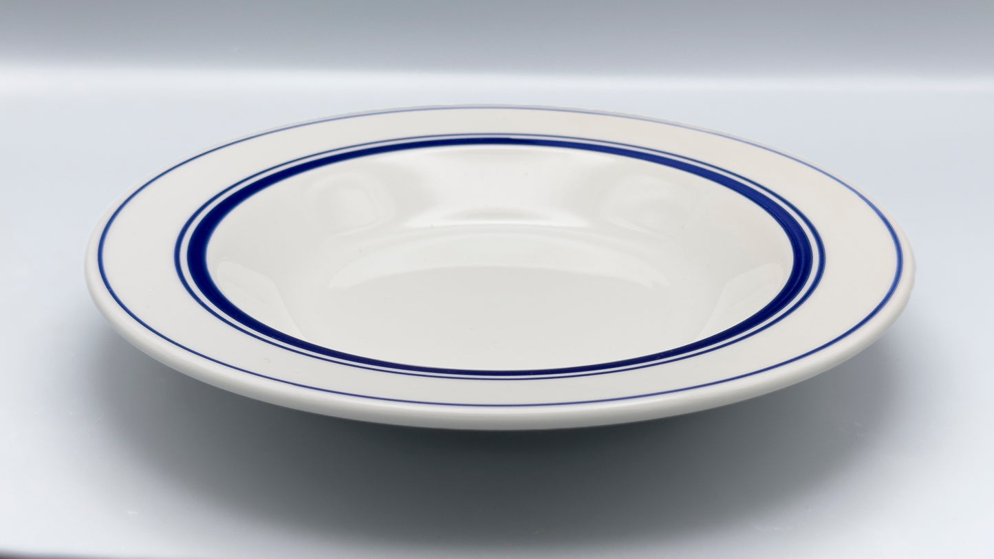 Lot de 6 grandes assiettes creuses liseré bleu