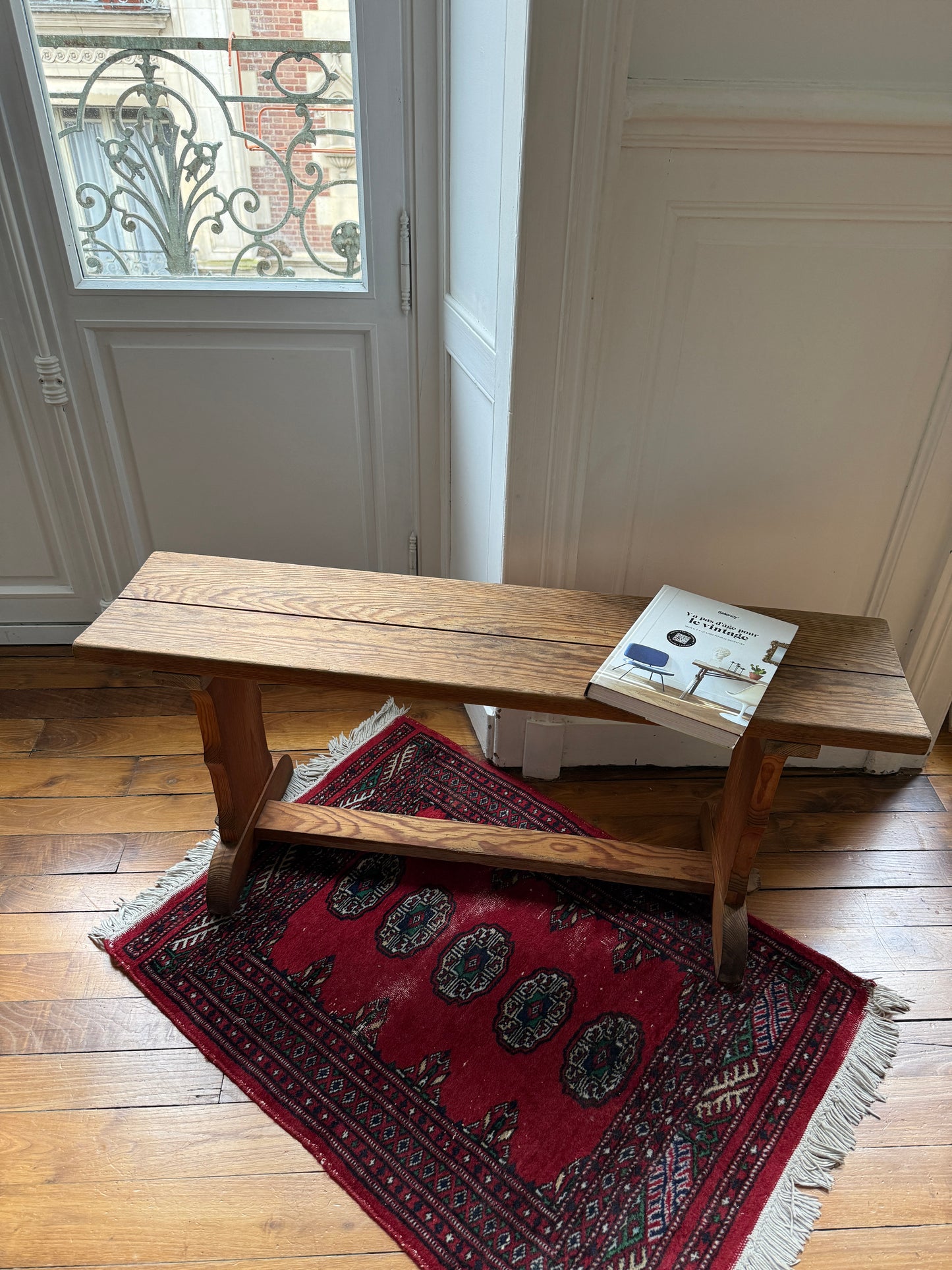 Ancien banc d'école bois naturel