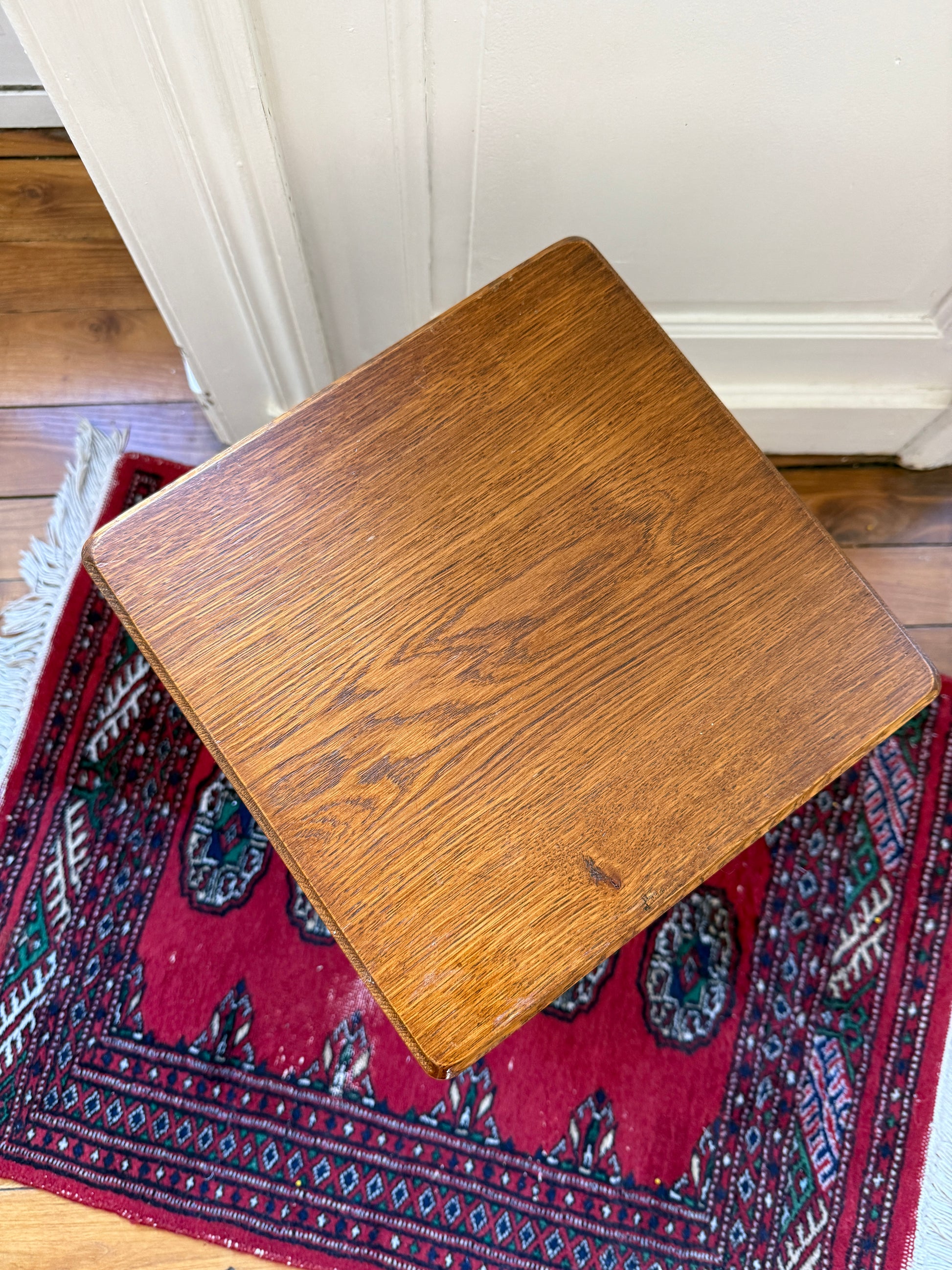 Brutalist wooden tabouret by Razzia featuring a minimalist design with natural wood finish and sturdy construction.