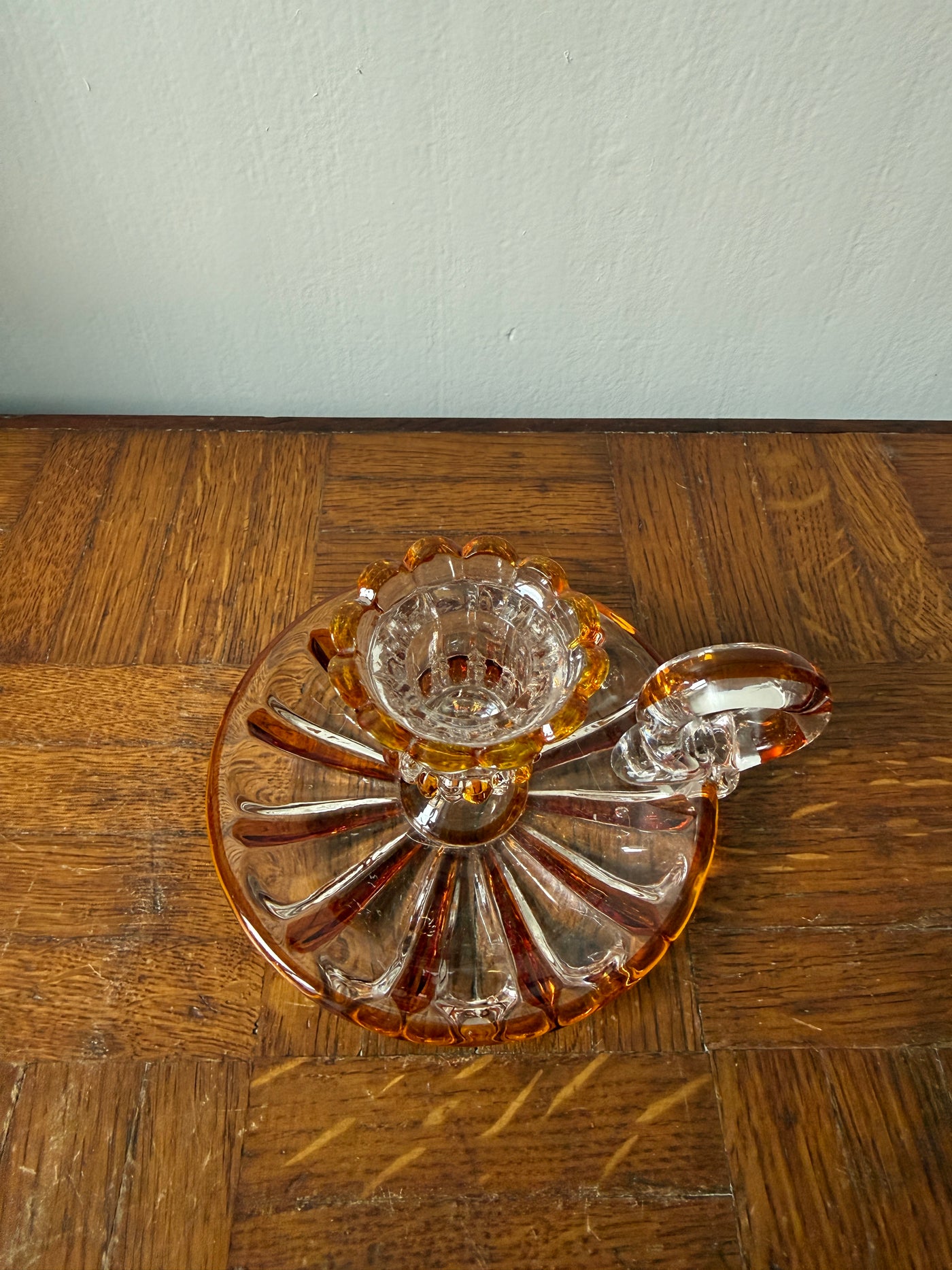 Bougeoir à main en verre Cristal de Bohème – charme vintage