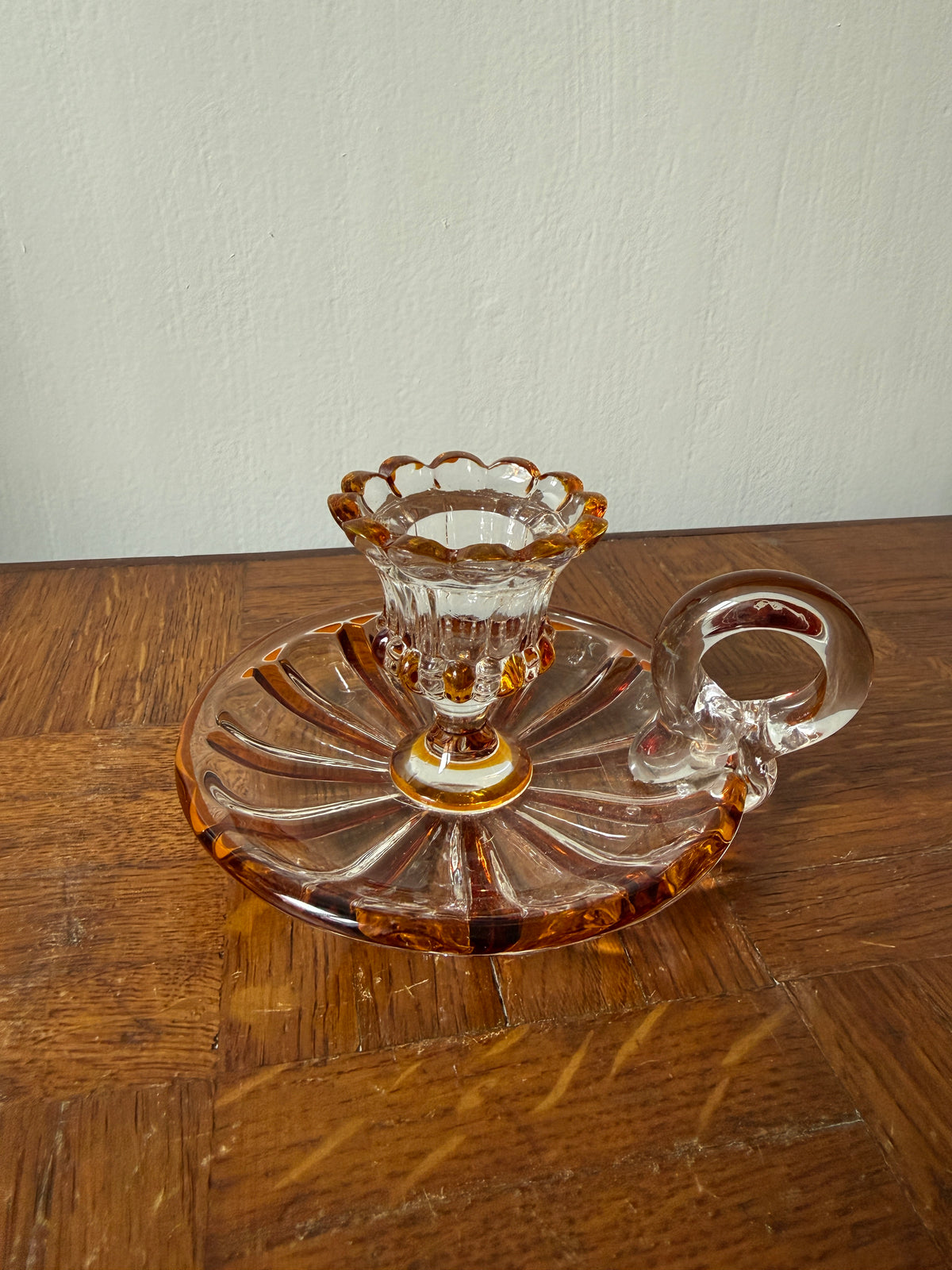 Bougeoir à main en verre Cristal de Bohème – charme vintage