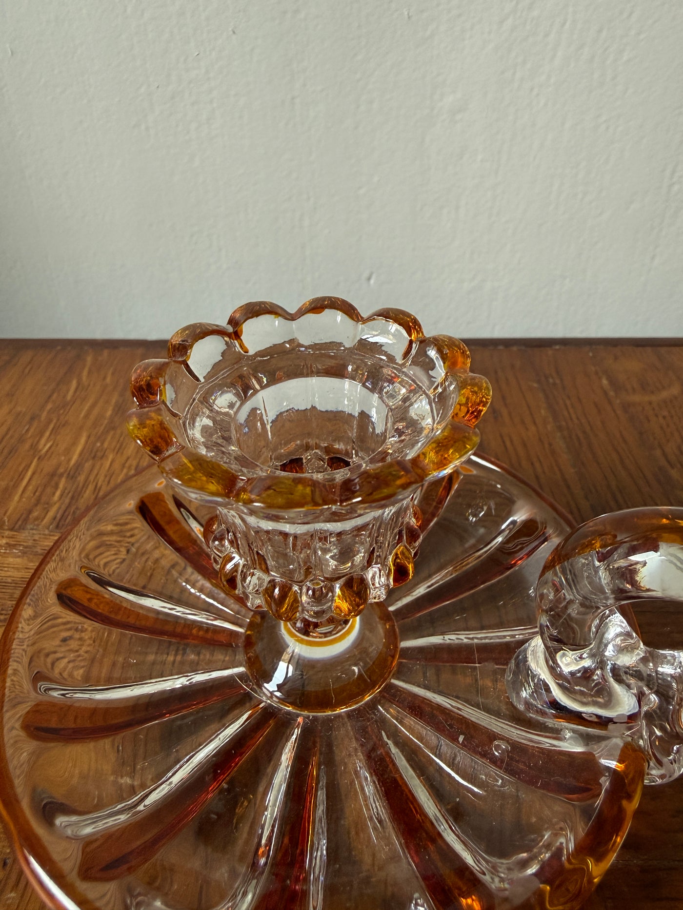 Bougeoir à main en verre Cristal de Bohème – charme vintage