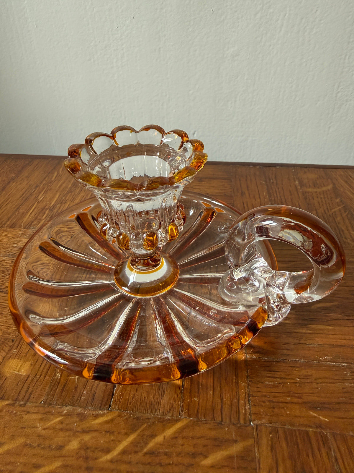 Bougeoir à main en verre Cristal de Bohème – charme vintage