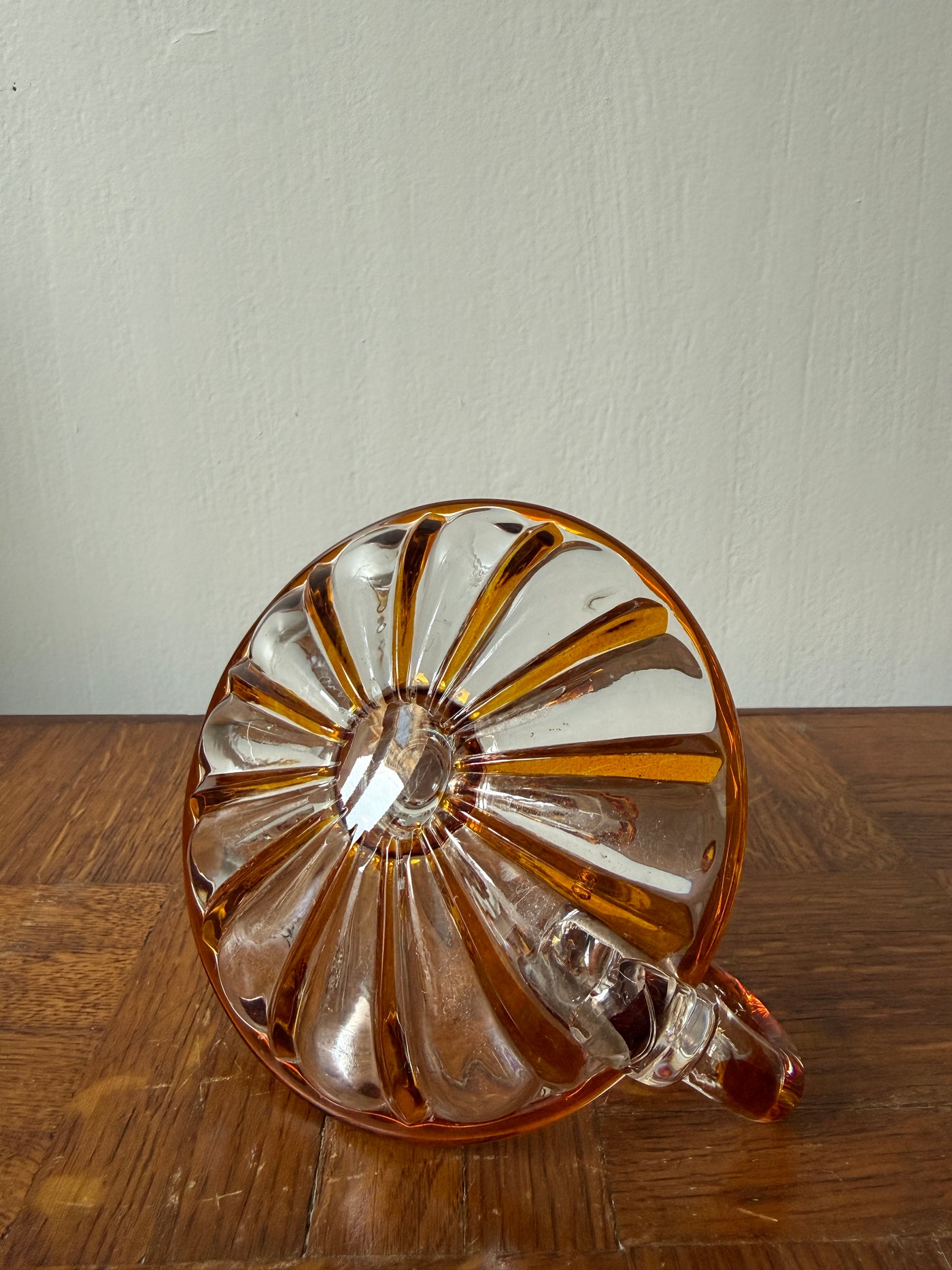 Bougeoir à main en verre Cristal de Bohème – charme vintage