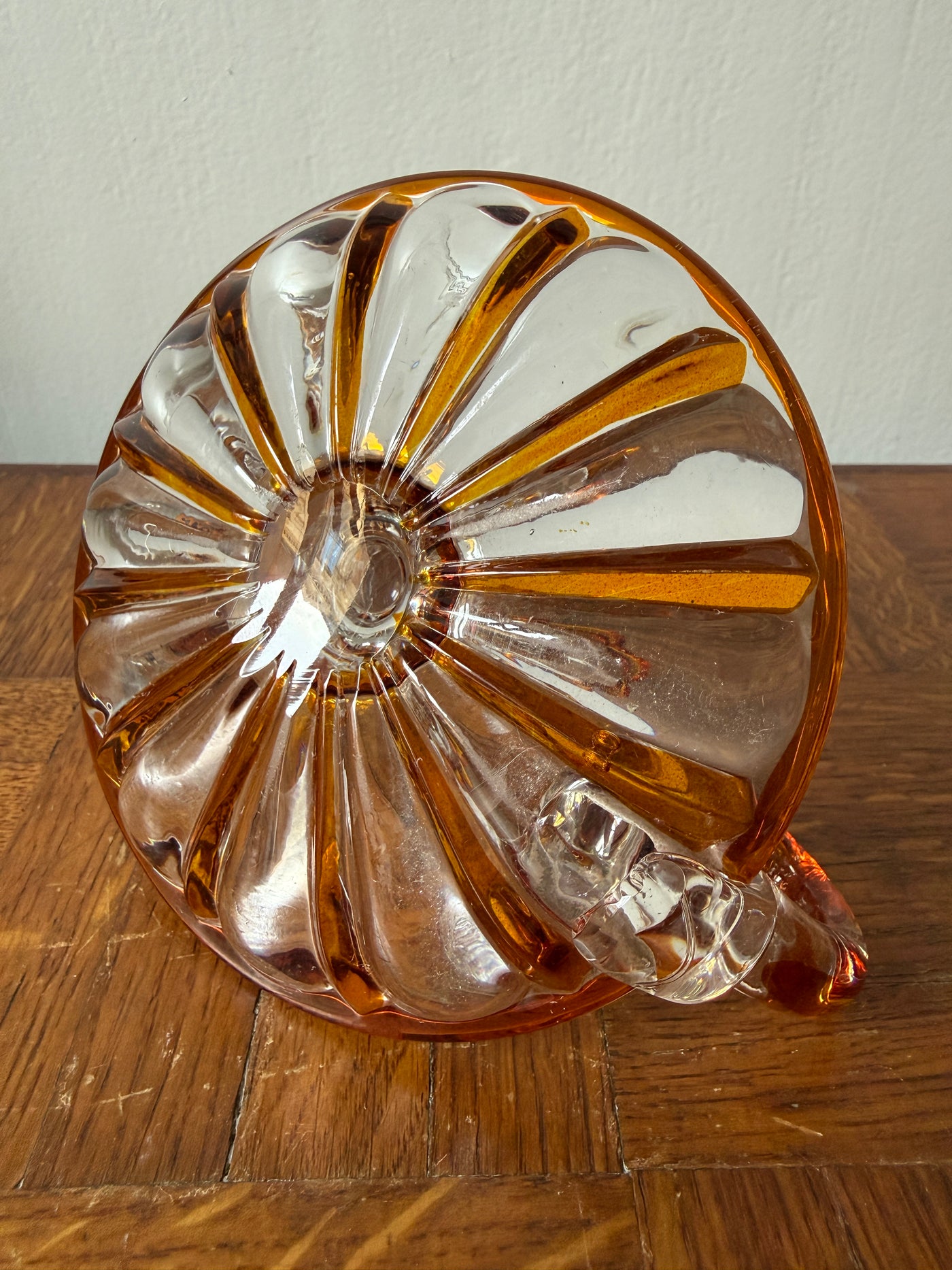 Bougeoir à main en verre Cristal de Bohème – charme vintage