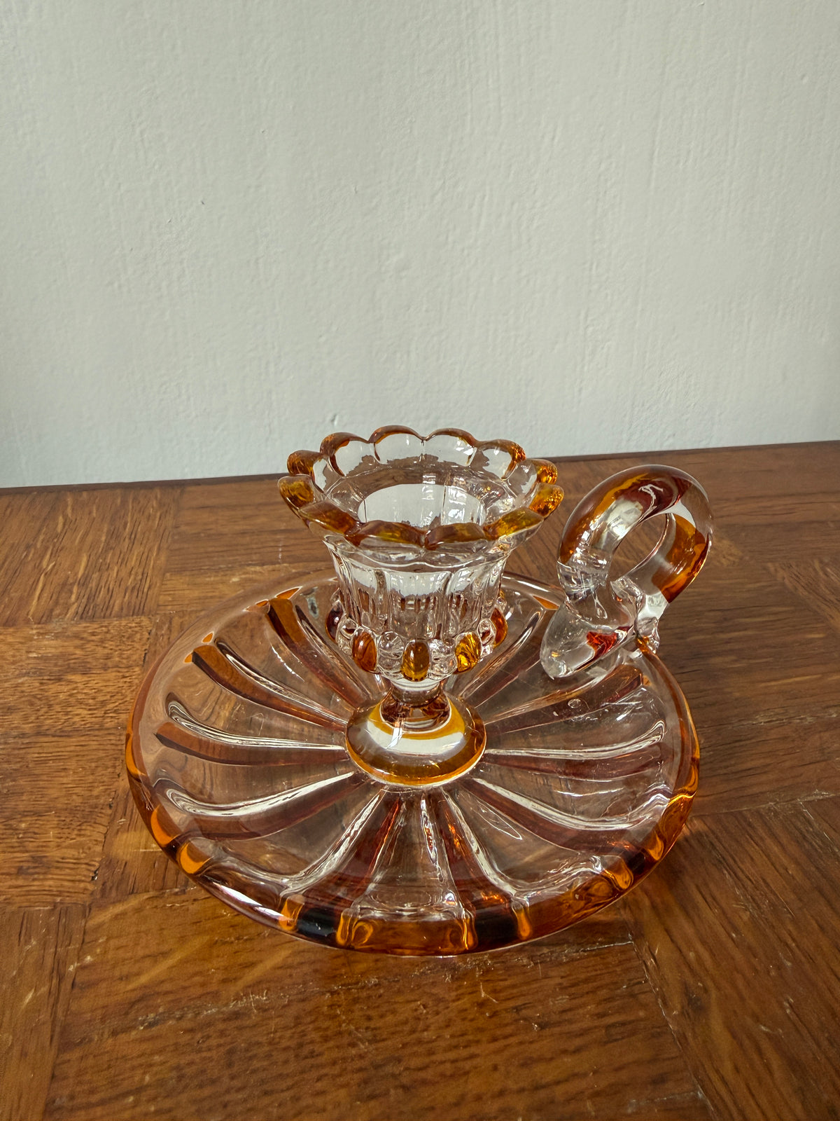 Bougeoir à main en verre Cristal de Bohème – charme vintage