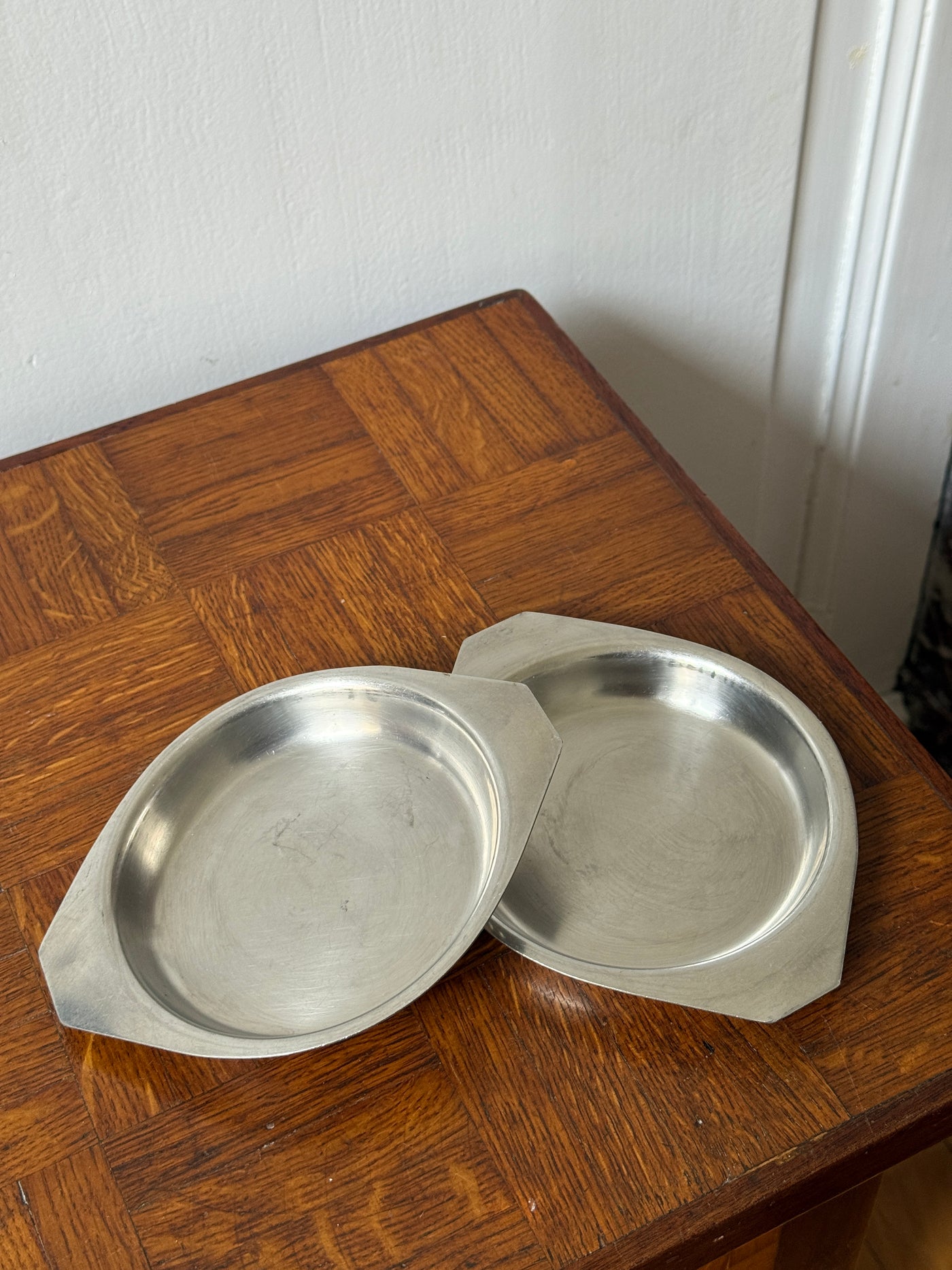 Paire de coupelles vintage en acier inoxydable