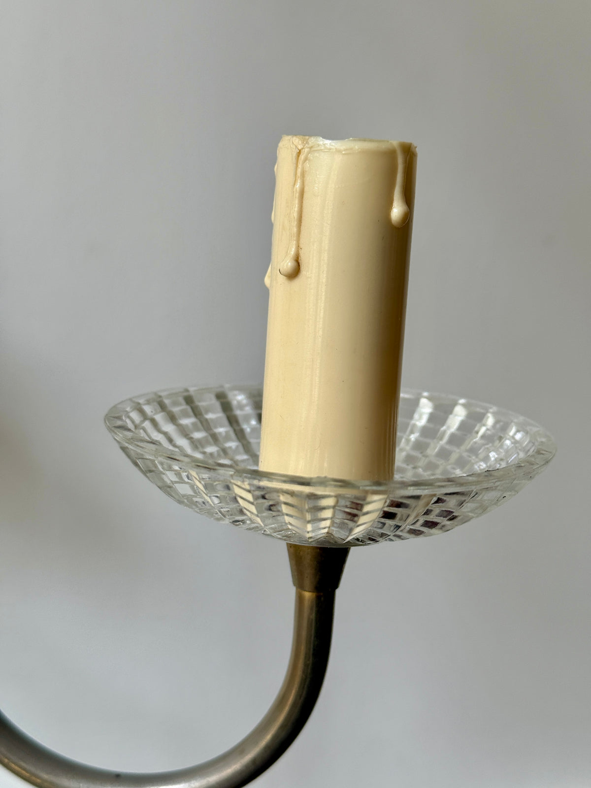 Lustre vintage 3 branches en laiton et verre