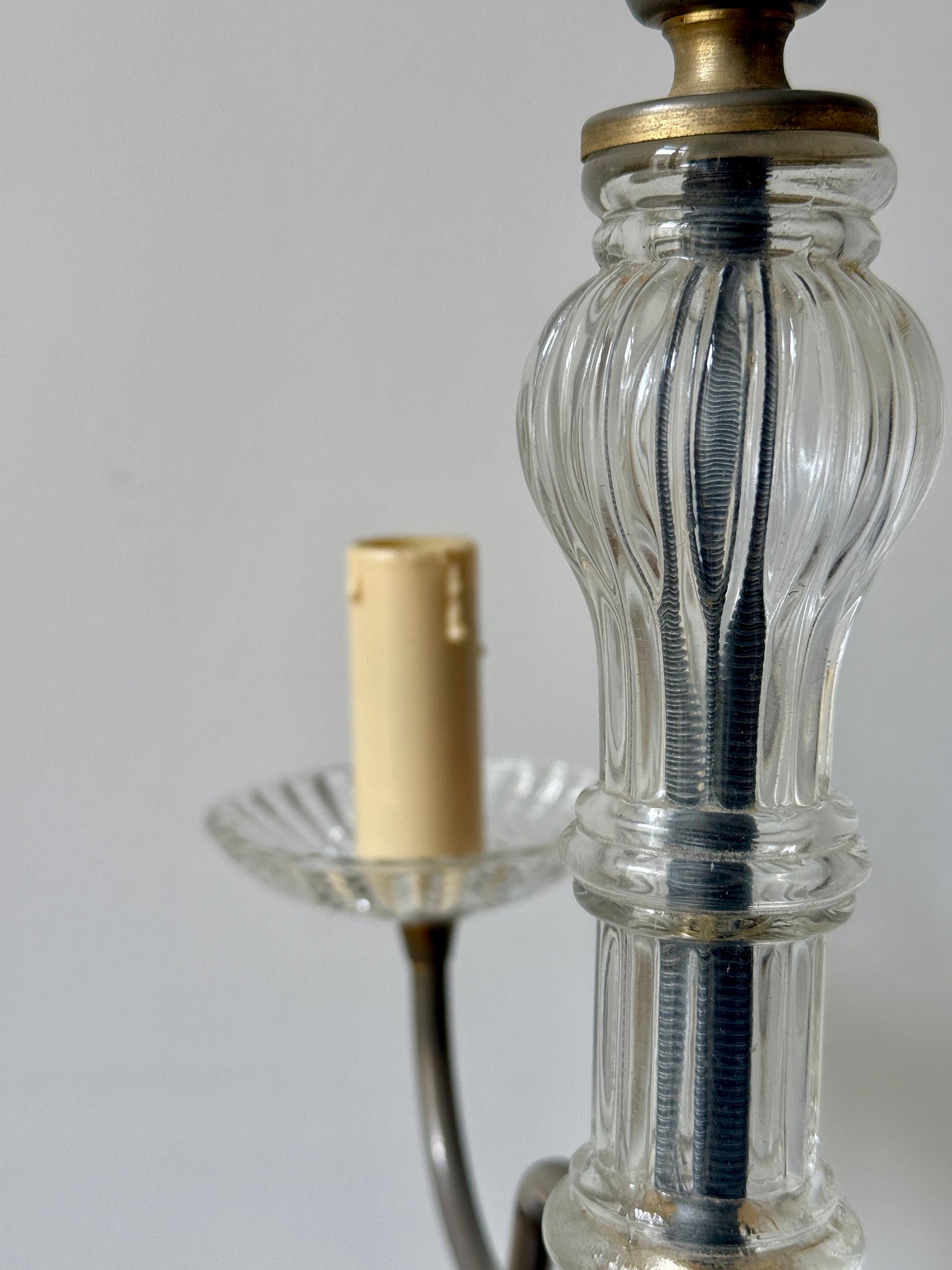 Lustre vintage 3 branches en laiton et verre