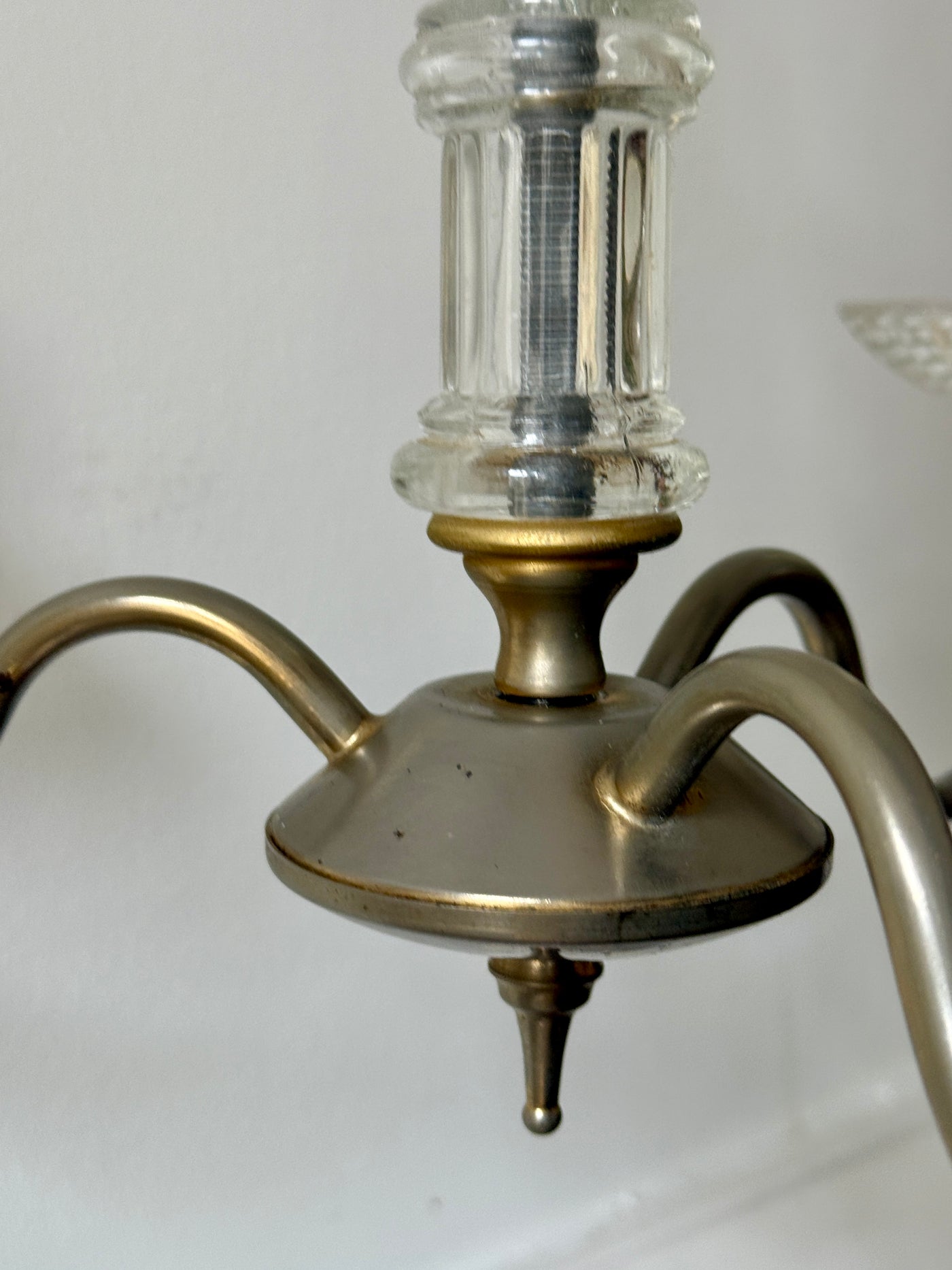 Lustre vintage 3 branches en laiton et verre
