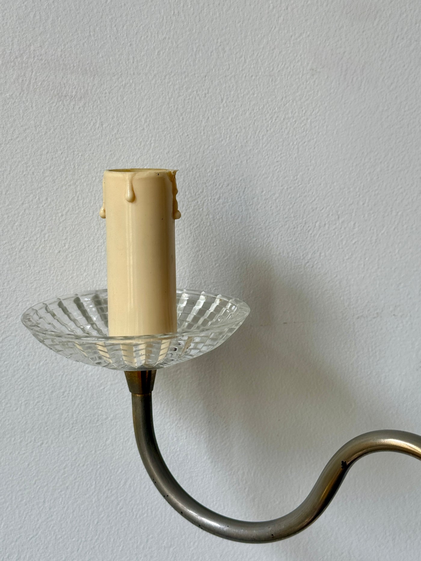 Lustre vintage 3 branches en laiton et verre