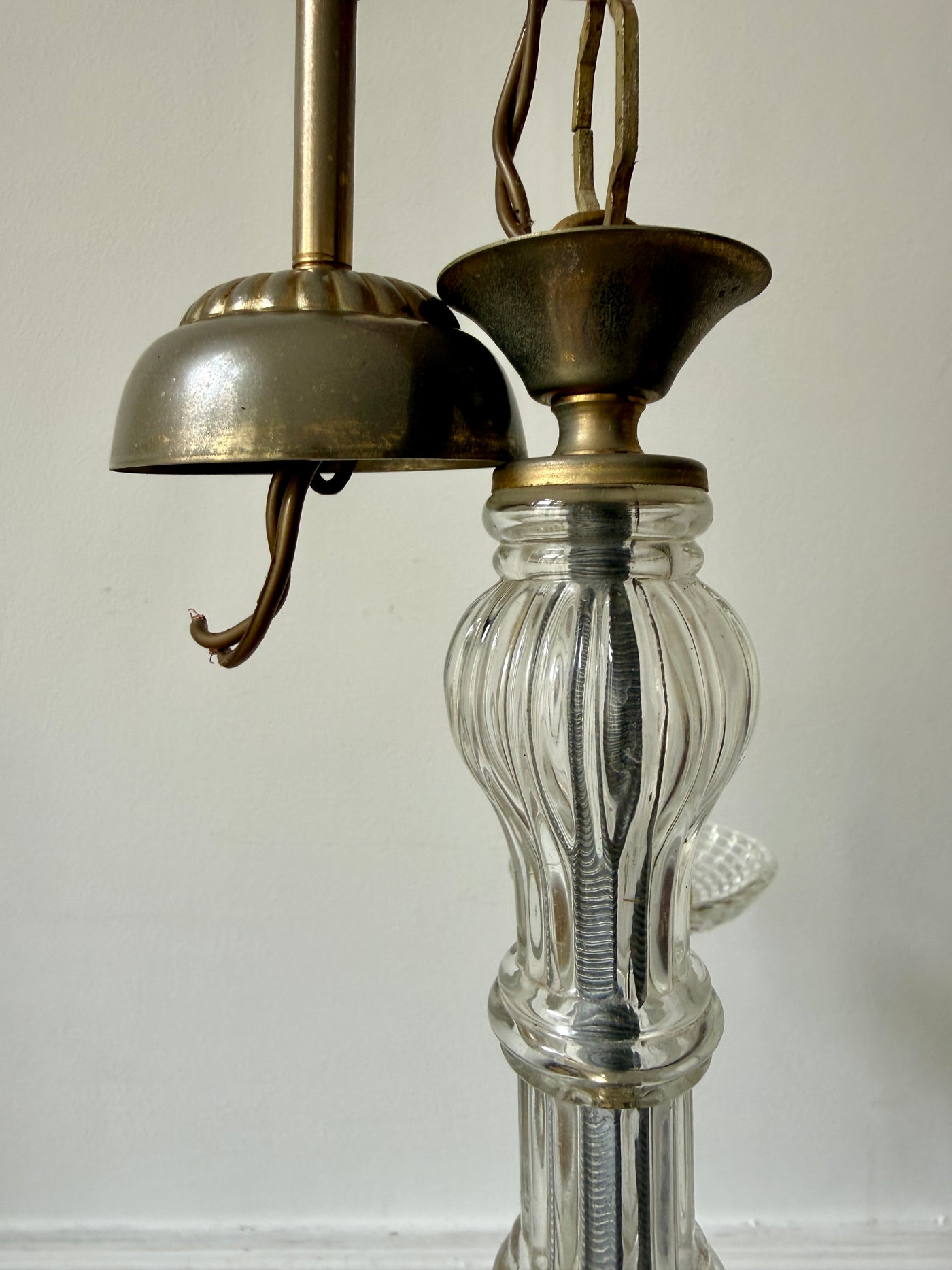 Lustre vintage 3 branches en laiton et verre