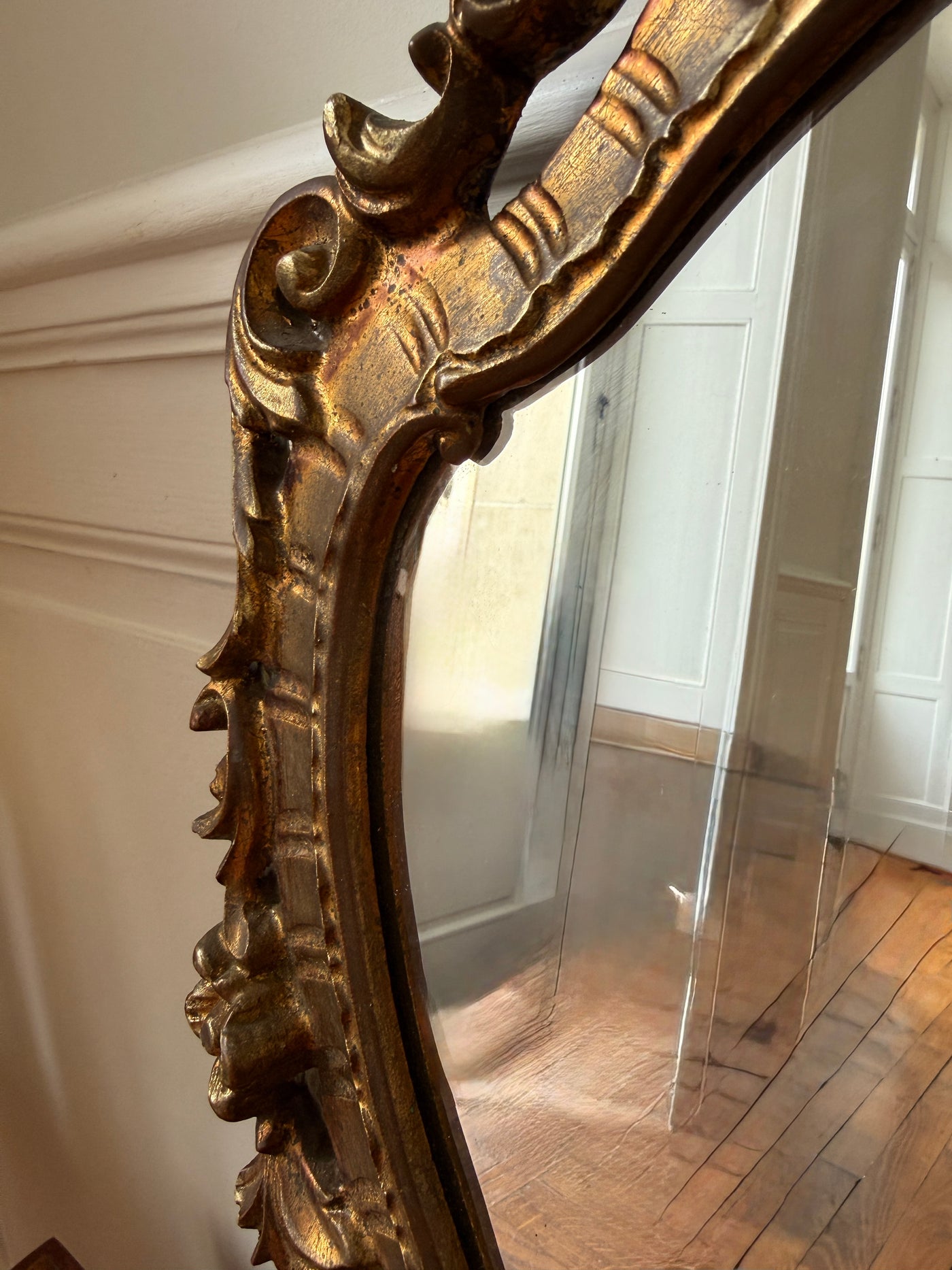 Miroir mural Rococo doré