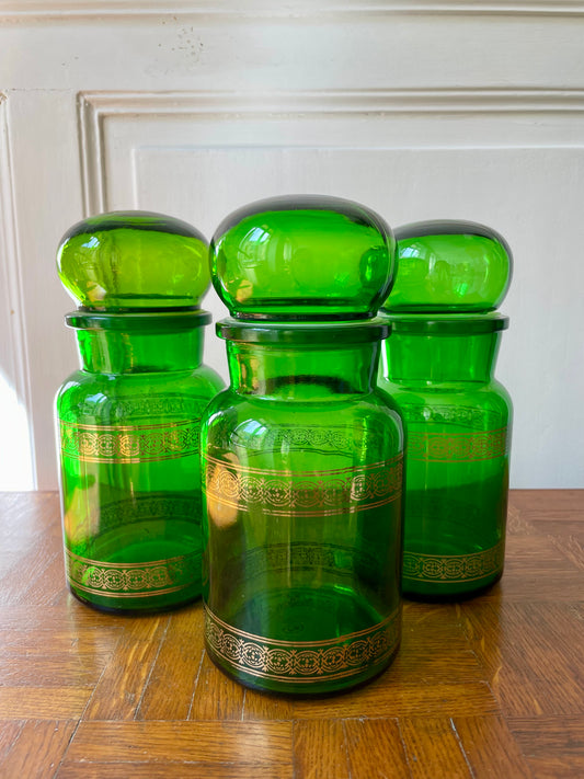 Flacon d'apothicaires en verre vert