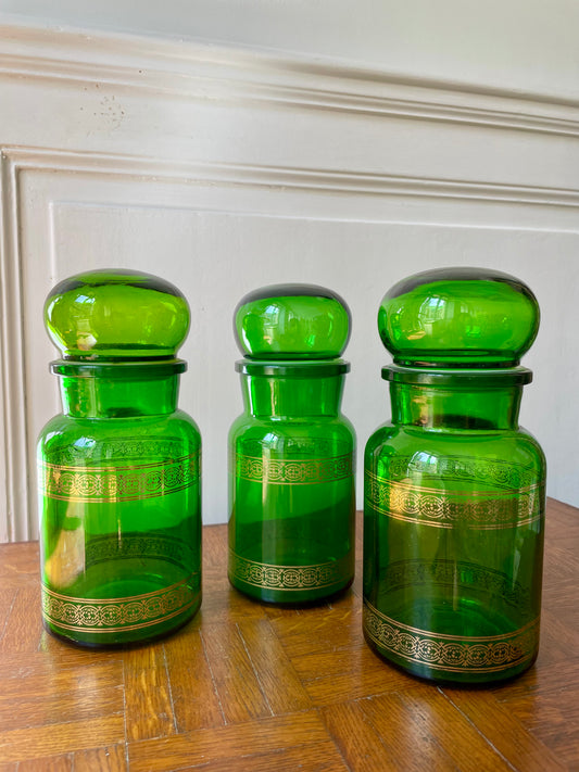 Flacon d'apothicaires en verre vert