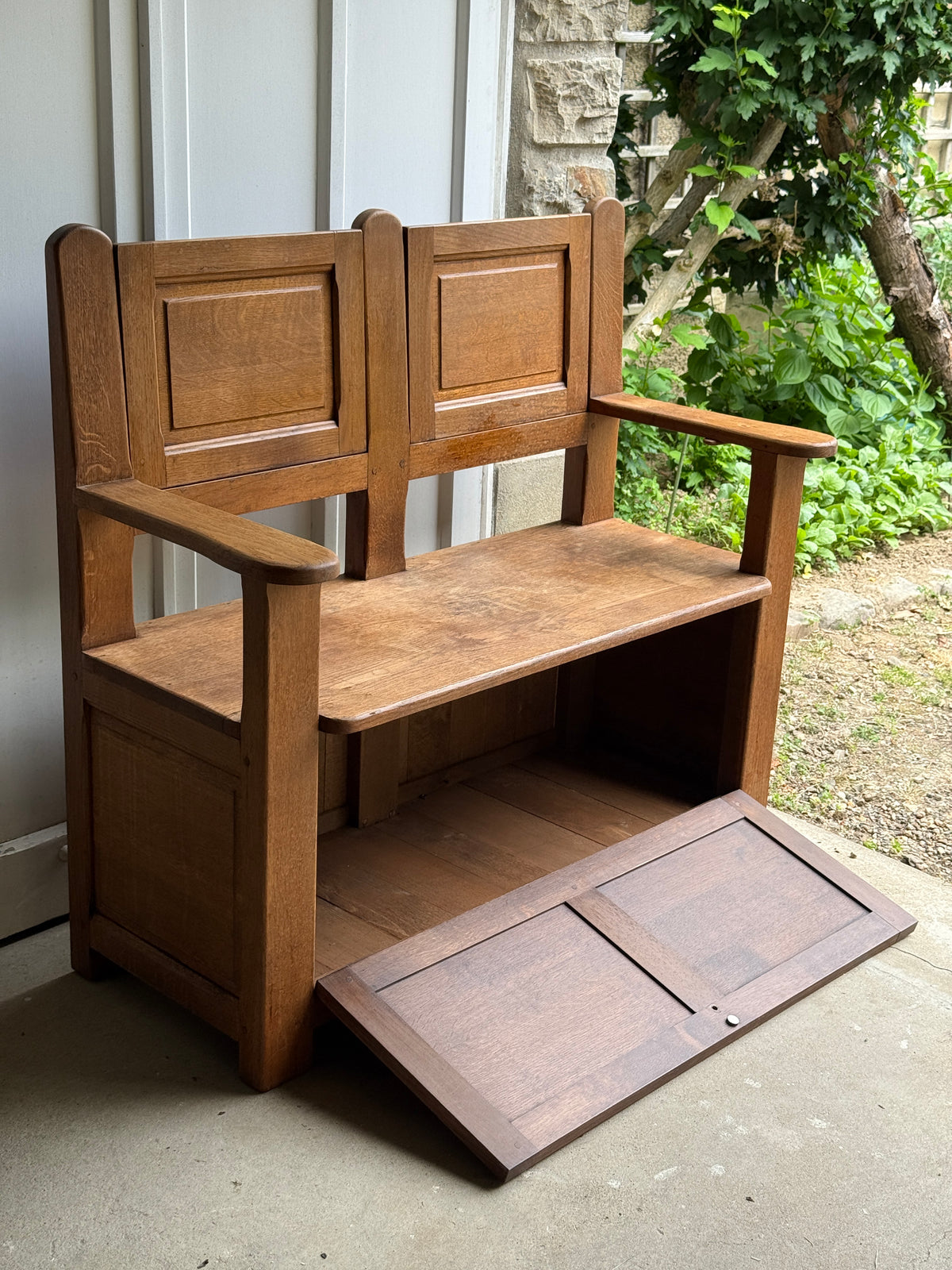 Banc de cantou / banquette avec coffre de rangement en chêne massif