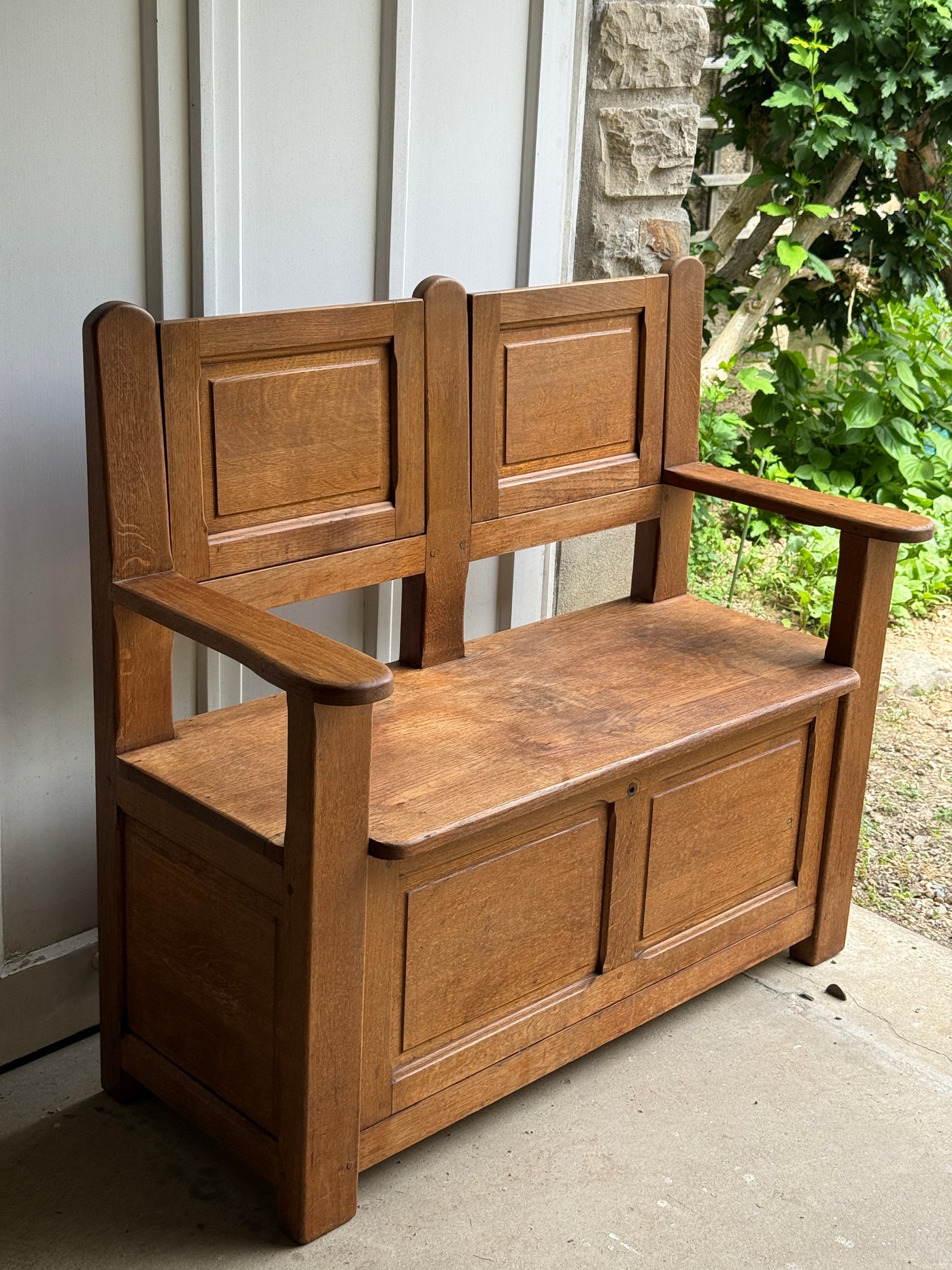 Banc de cantou / banquette avec coffre de rangement en chêne massif