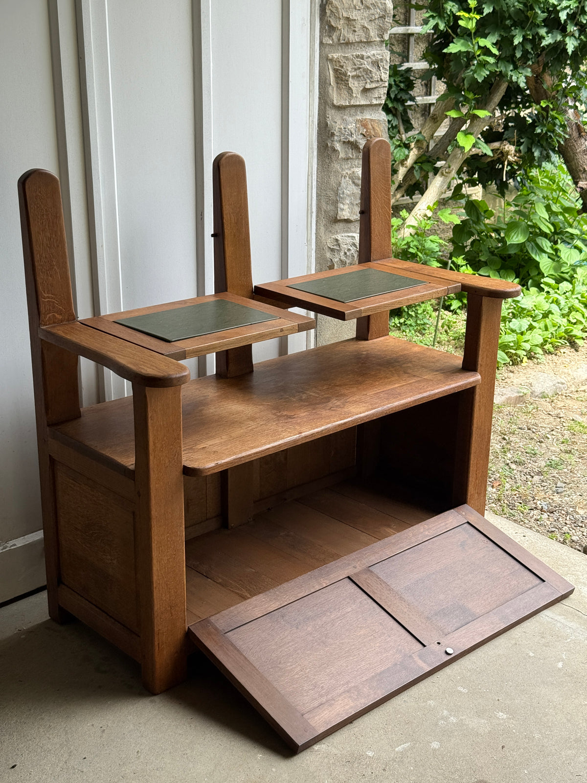 Banc de cantou / banquette avec coffre de rangement en chêne massif