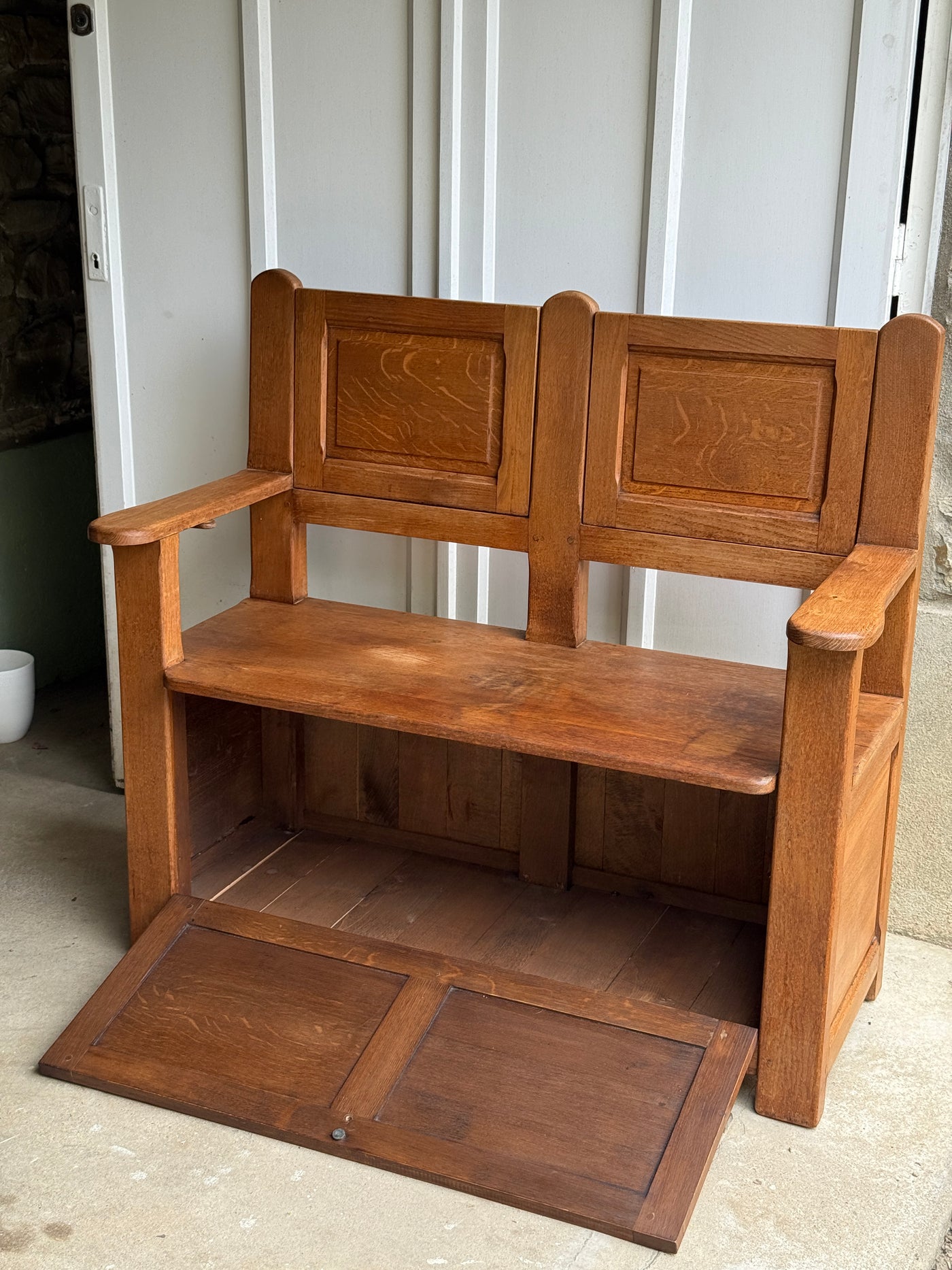 Banc de cantou / banquette avec coffre de rangement en chêne massif