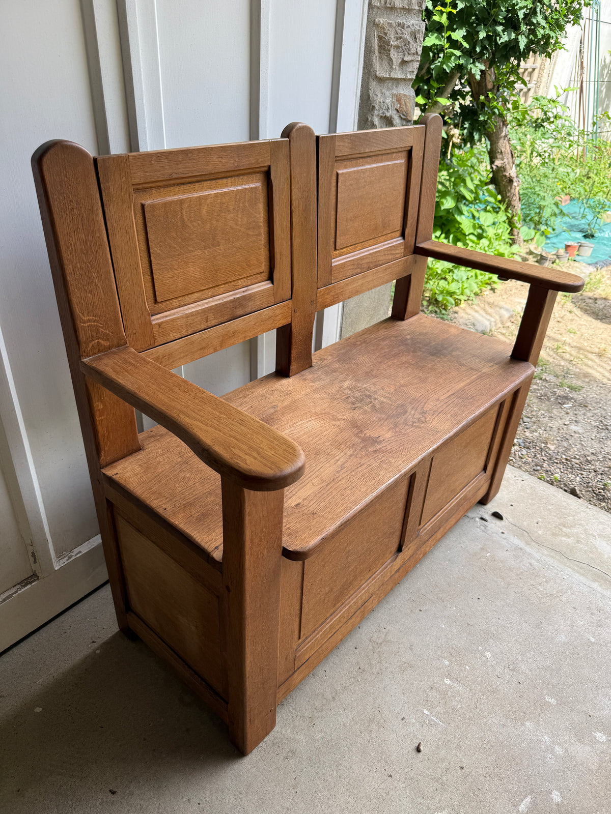 Banc de cantou / banquette avec coffre de rangement en chêne massif