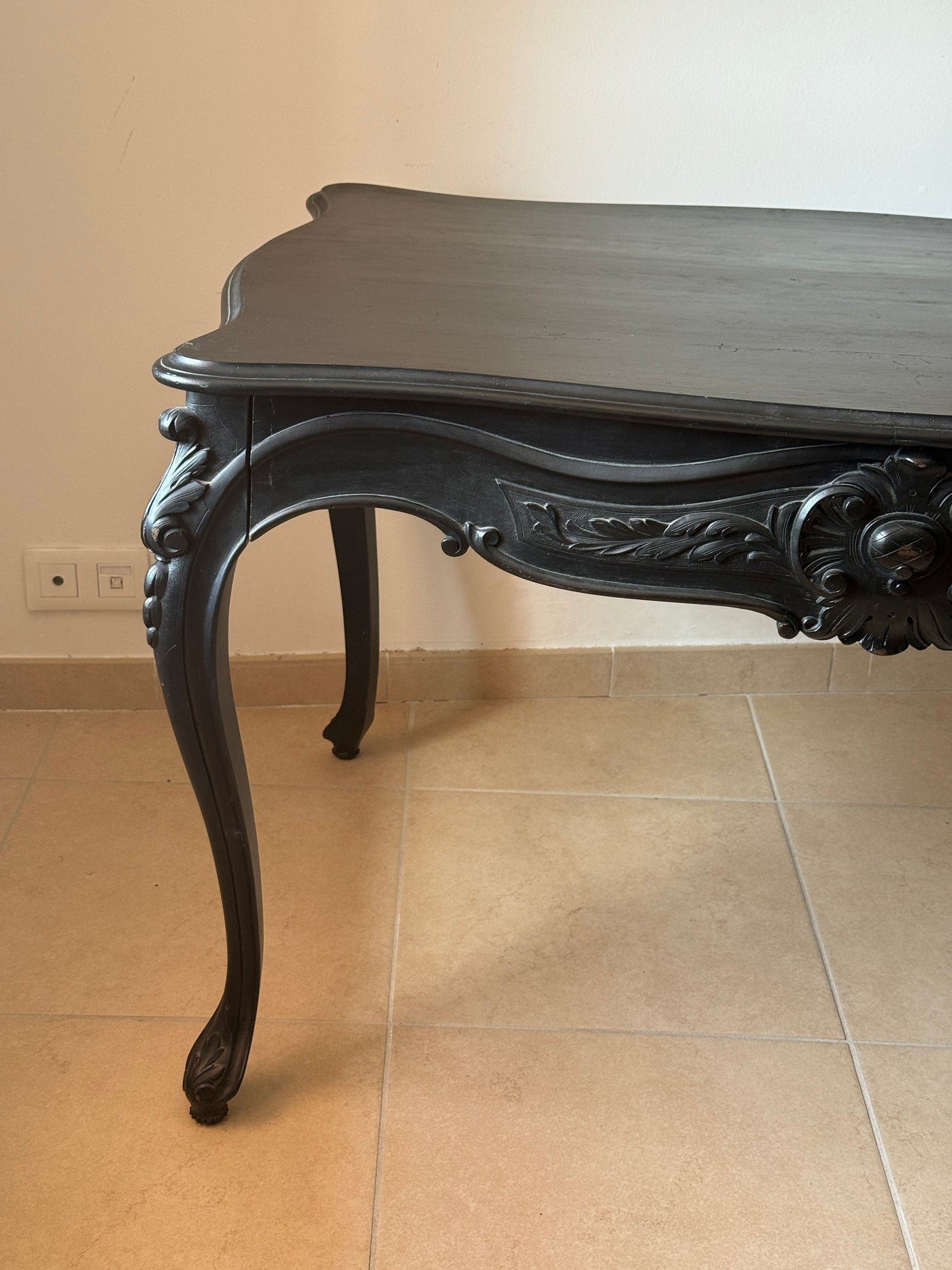 Table à manger / bureau  baroque en hêtre noir