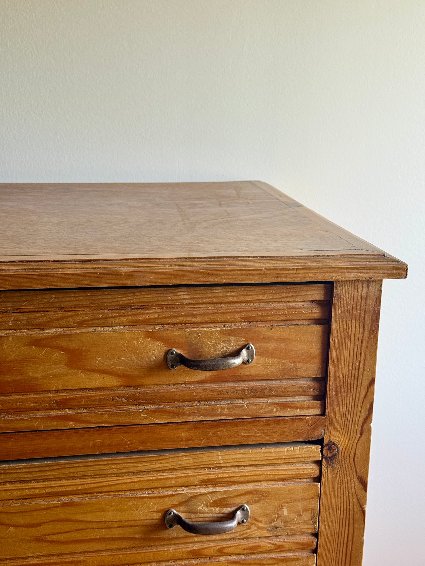 Commode 4 tiroirs bois brut et chrome - esprit art déco