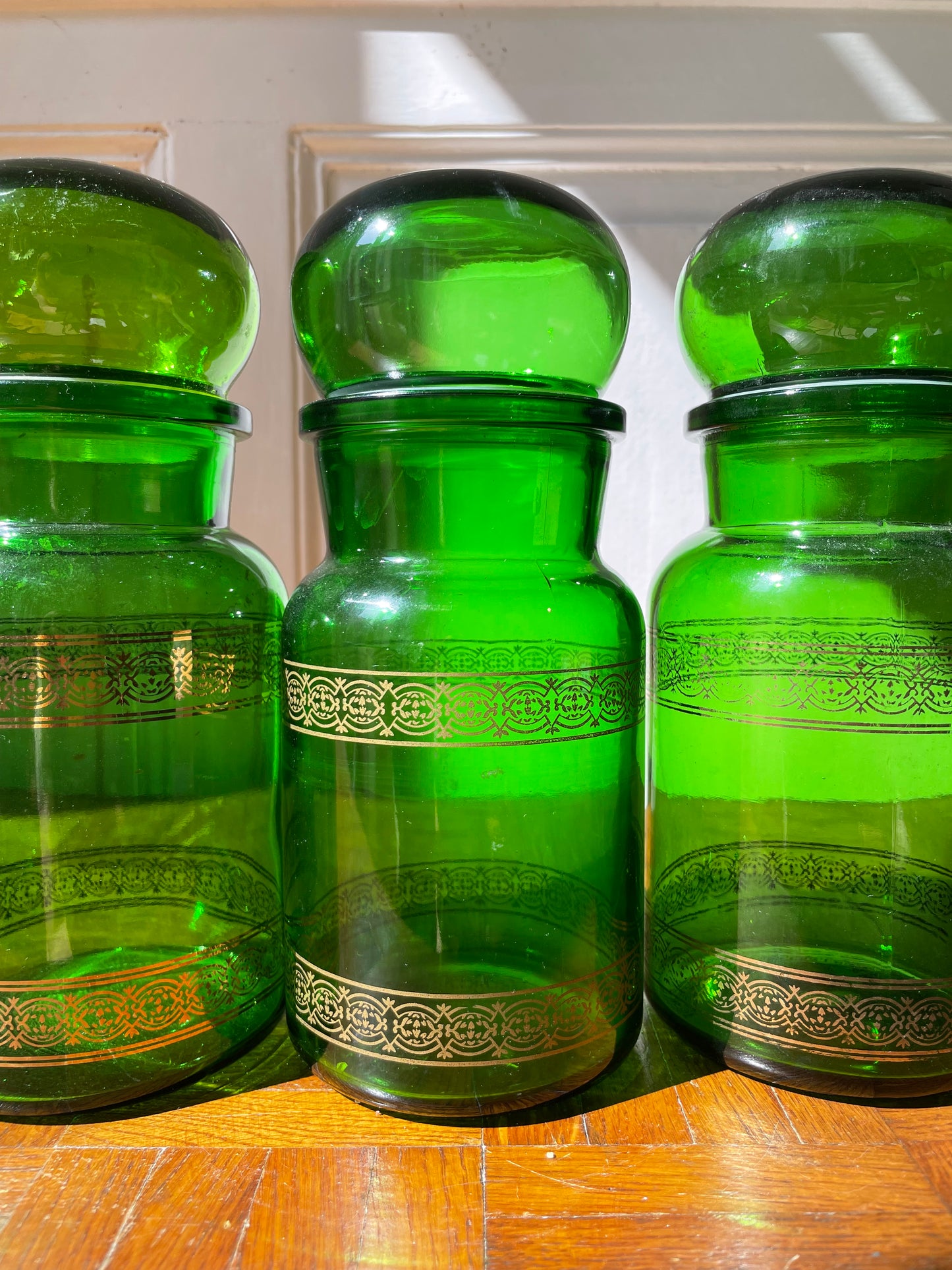 Flacon d'apothicaires en verre vert