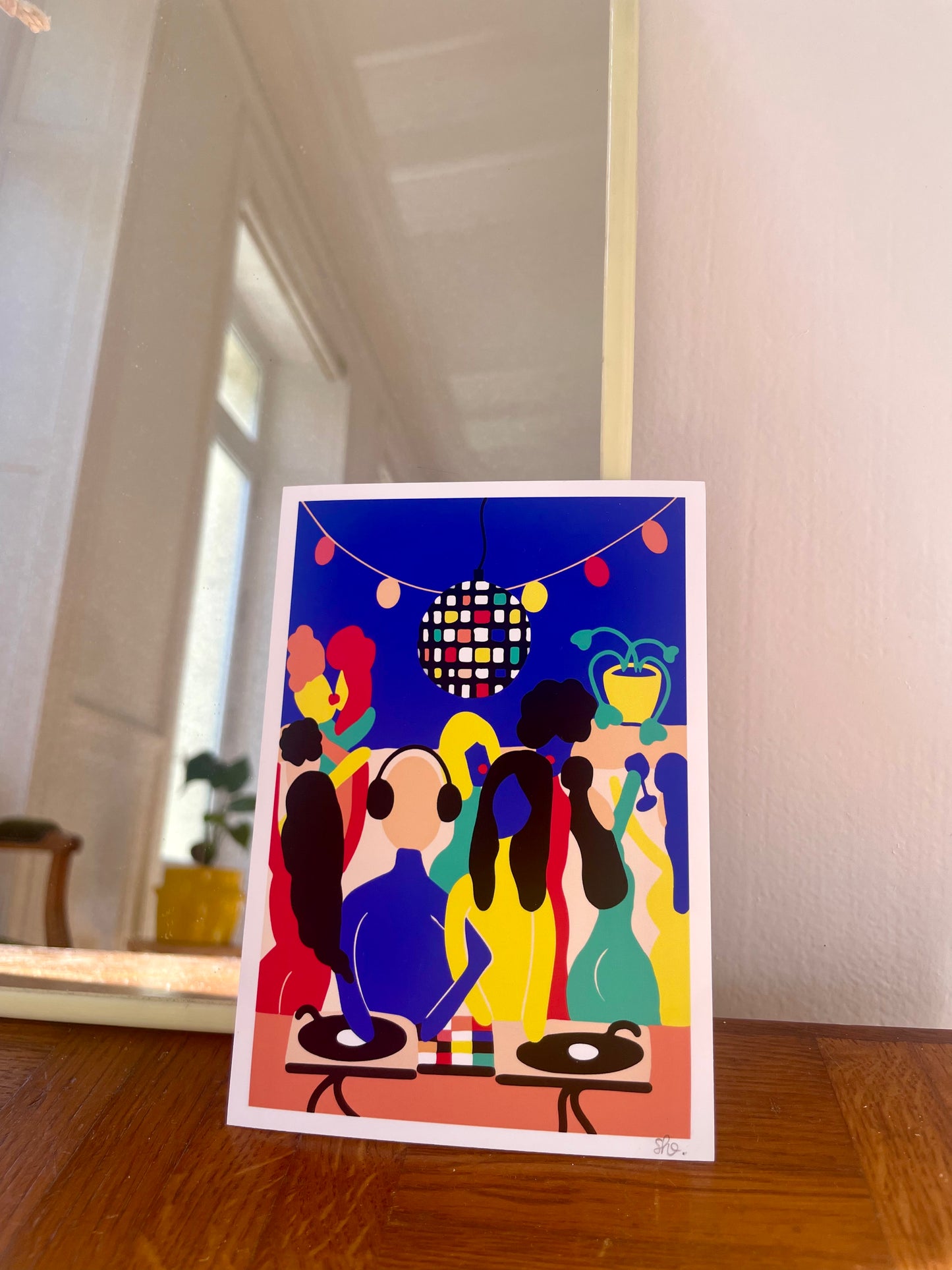 Miroir de barbier vintage jaune