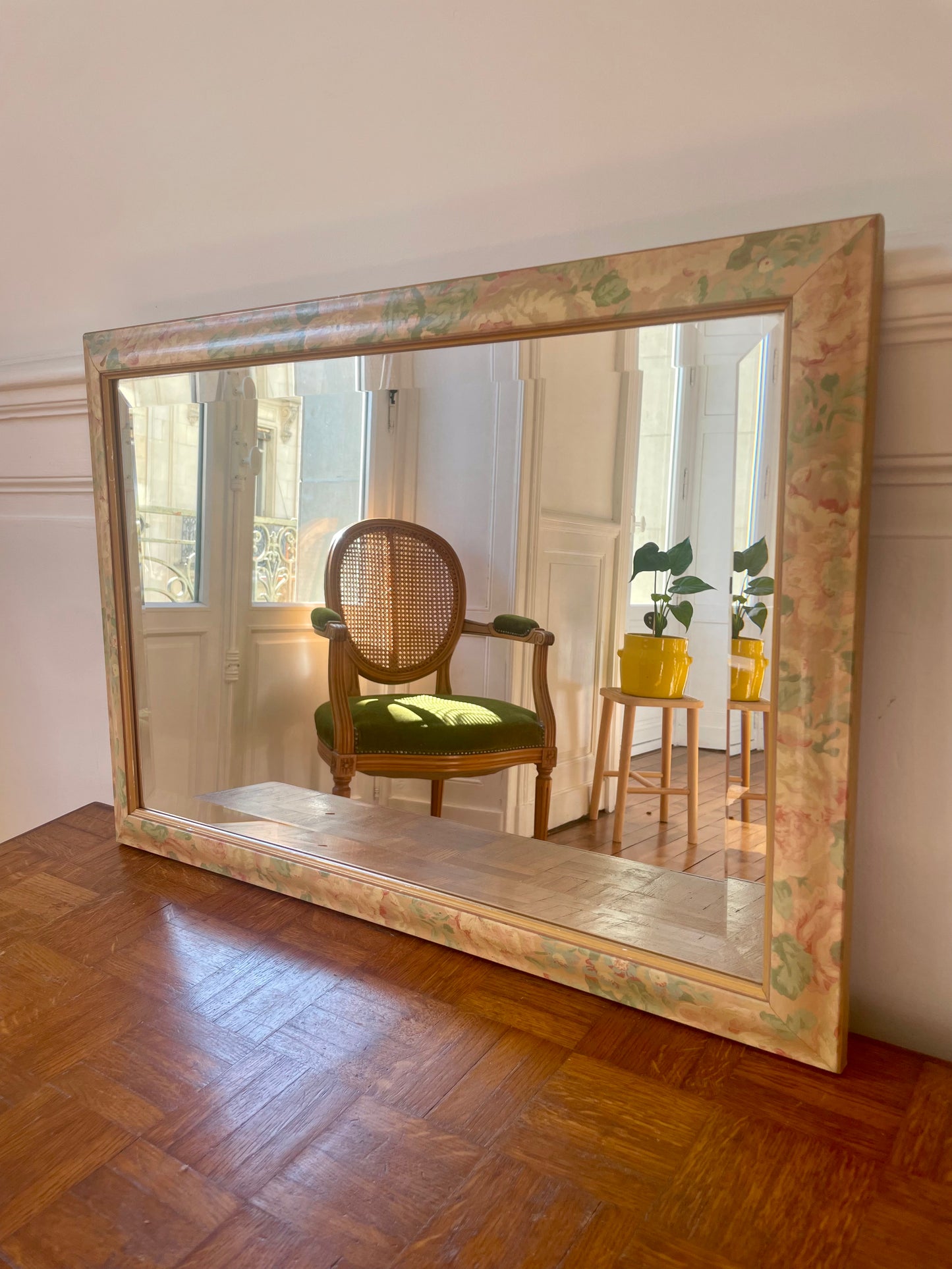 Miroir floral biseauté