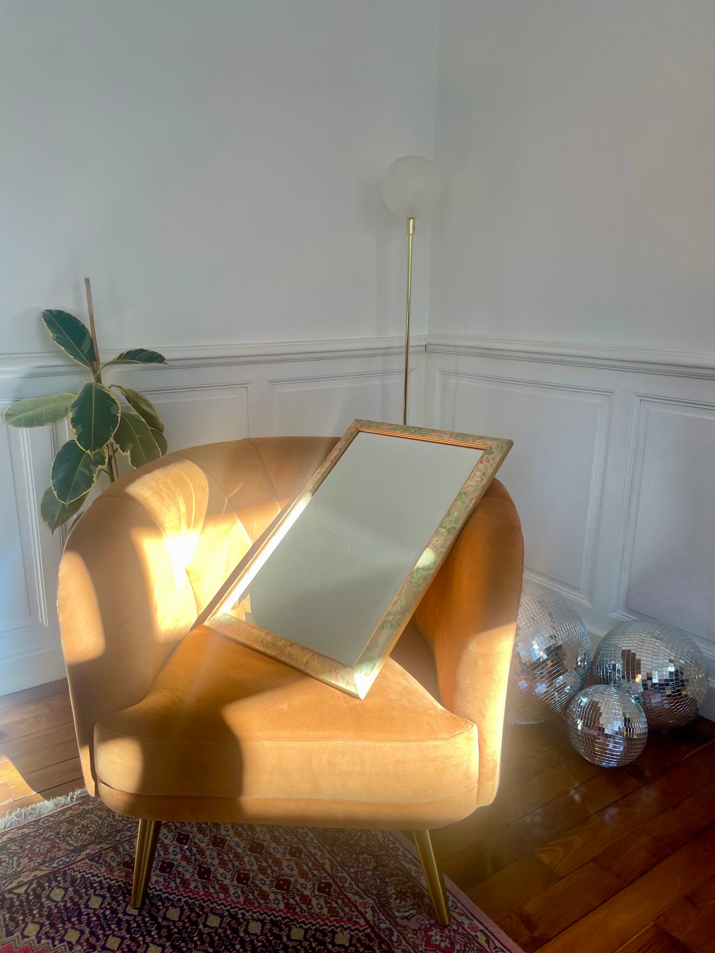 Miroir floral biseauté
