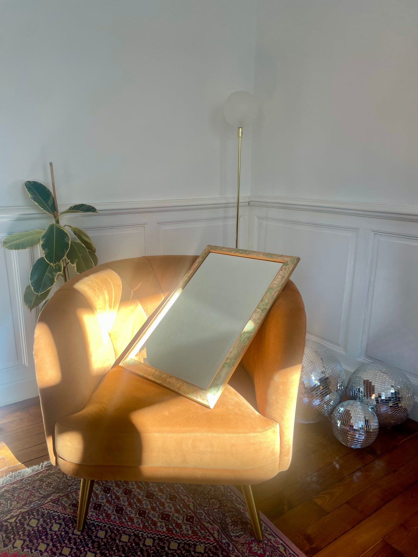 Miroir floral biseauté