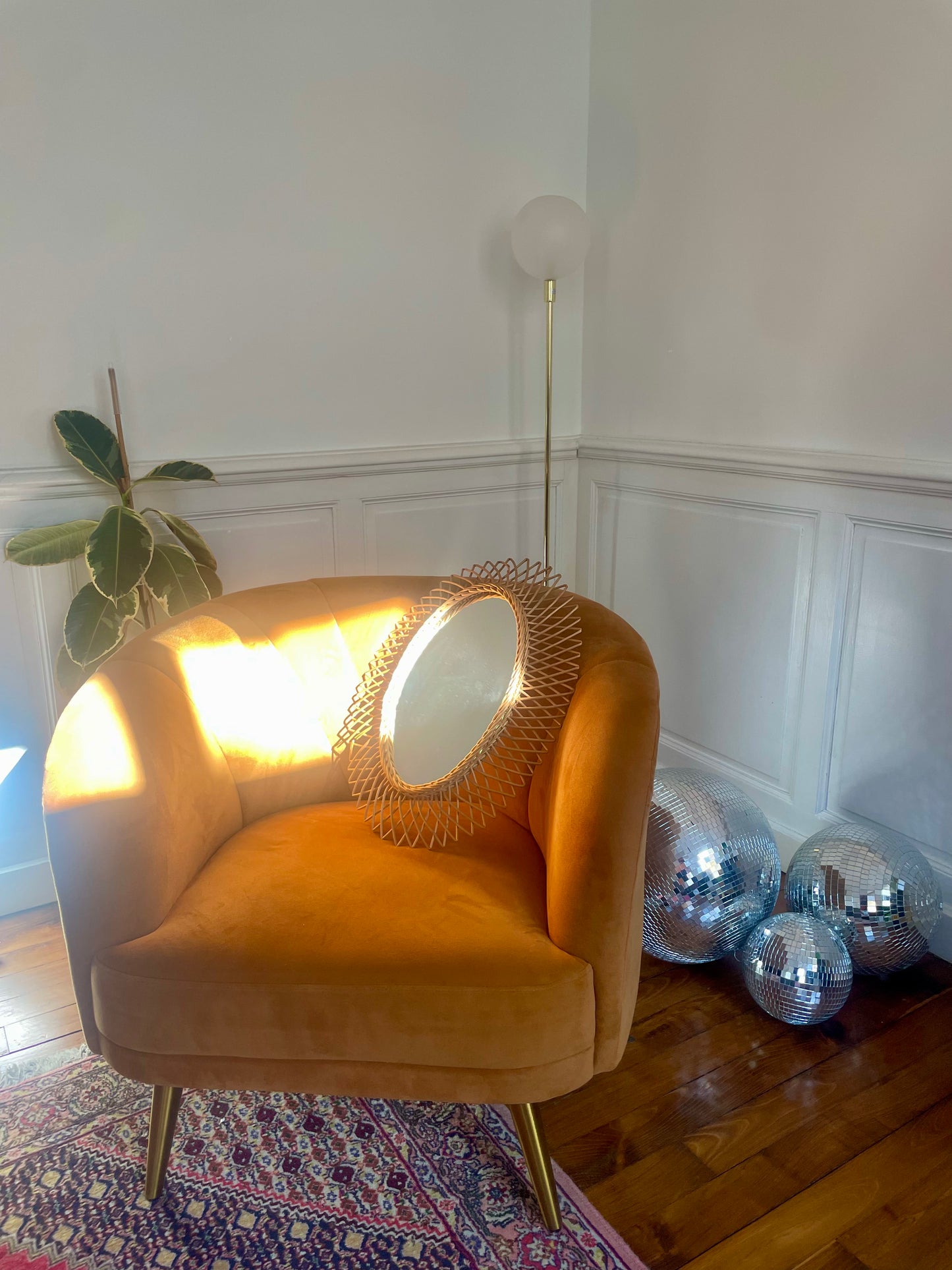 Miroir ovale en osier