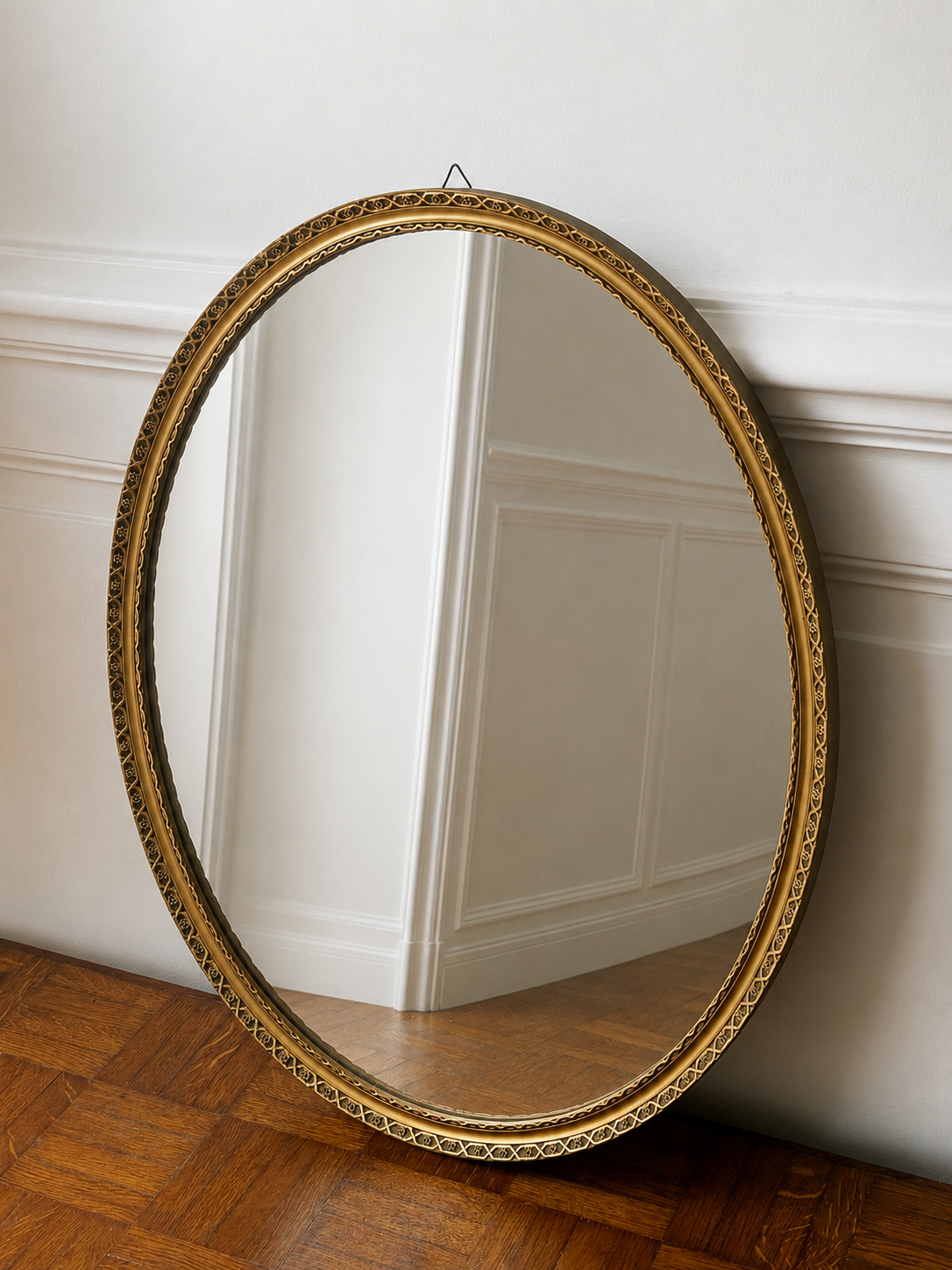 Miroir ovale doré - glace au mercure