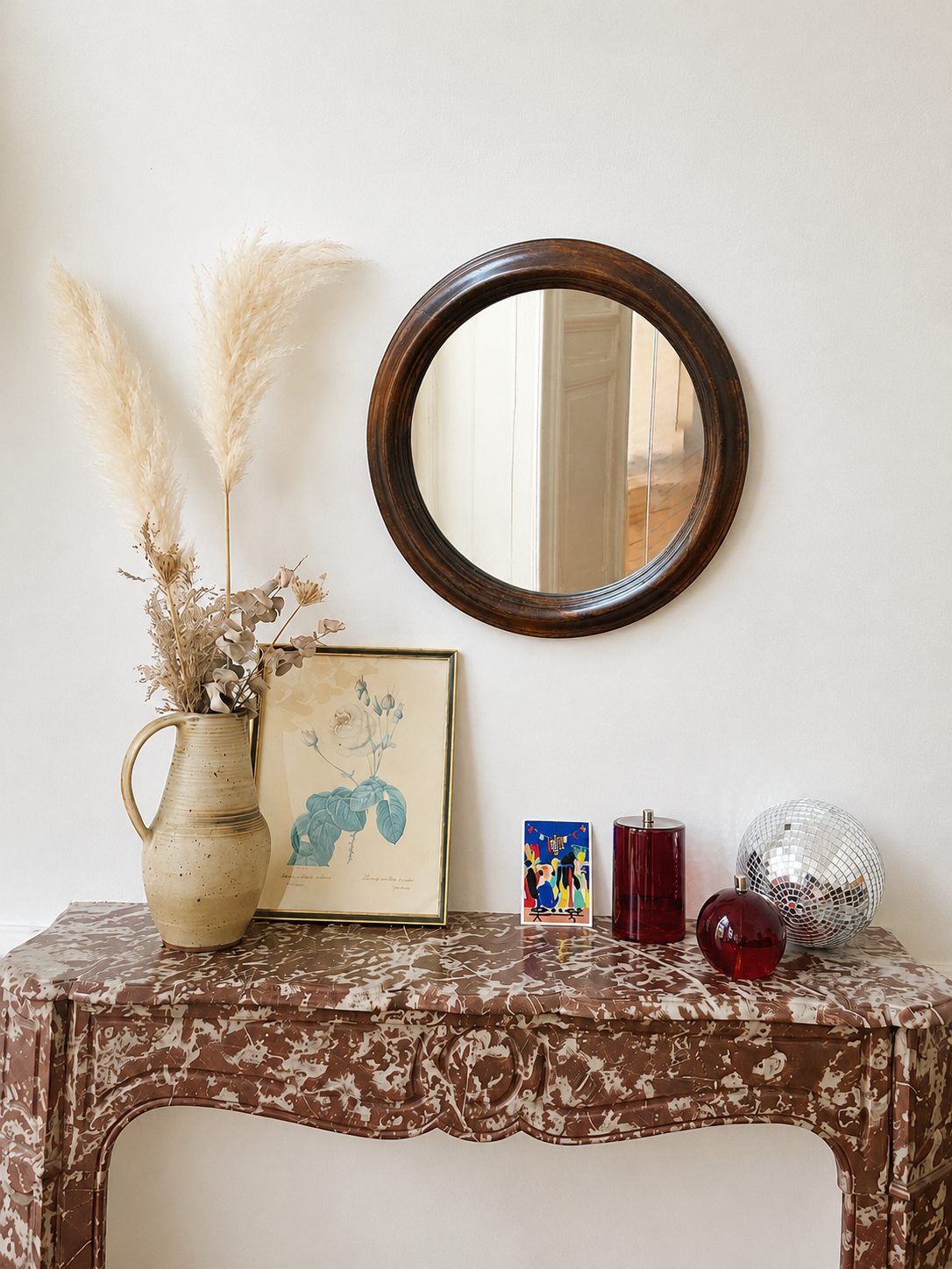 Miroir rond minimaliste en bois
